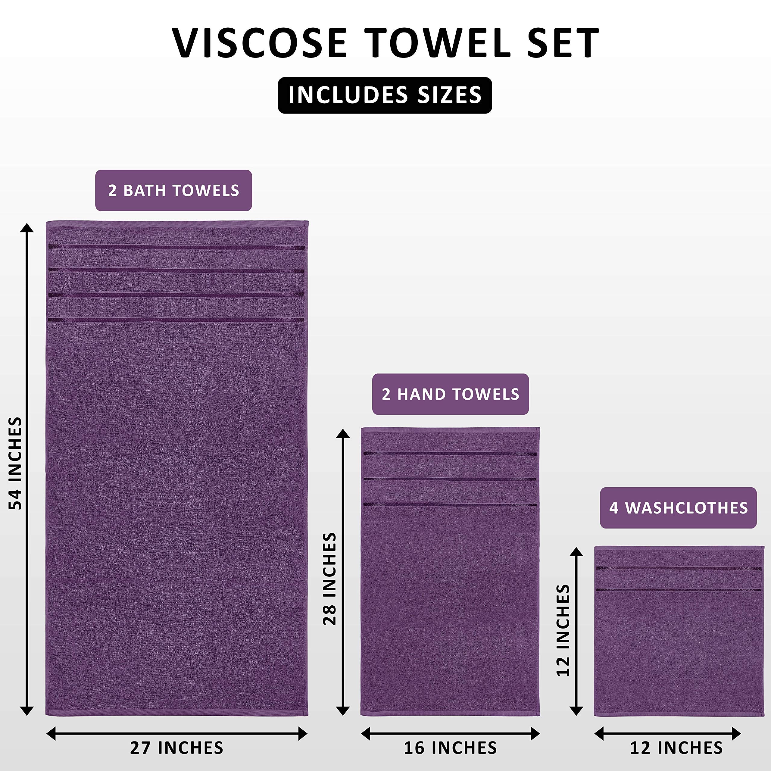 Utopia Towels 8 Piece Luxury Towel Set, 600 GSM Cotton, Highly Absorbent, Plum, Model UT0709