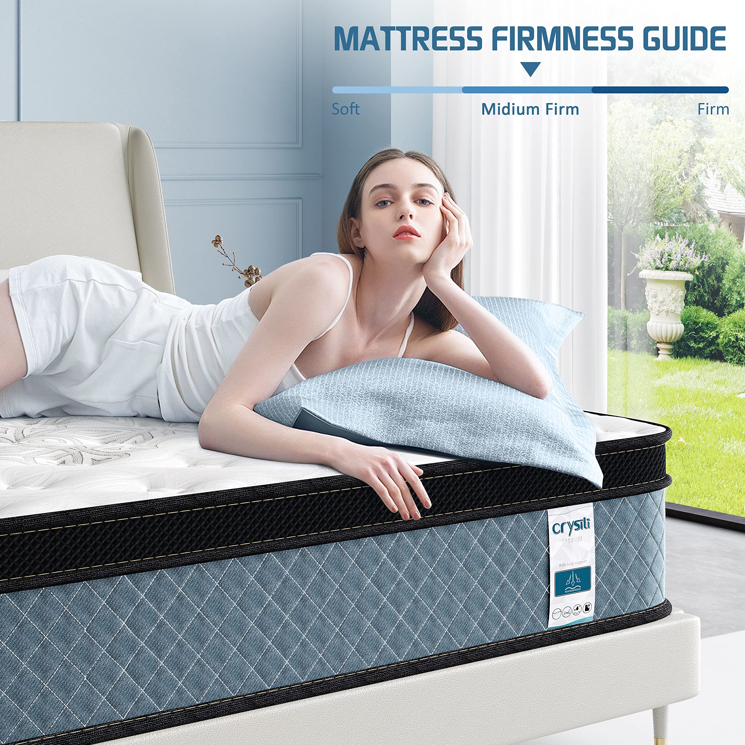 Crystli Twin Mattresses 12 inch Memory Foam Mattress Twin Size Hybrid Mattress Medium Firm Bed Mattress in a Box with CertiPUR-US Foam 100-Night Trial 10 Years Warranty