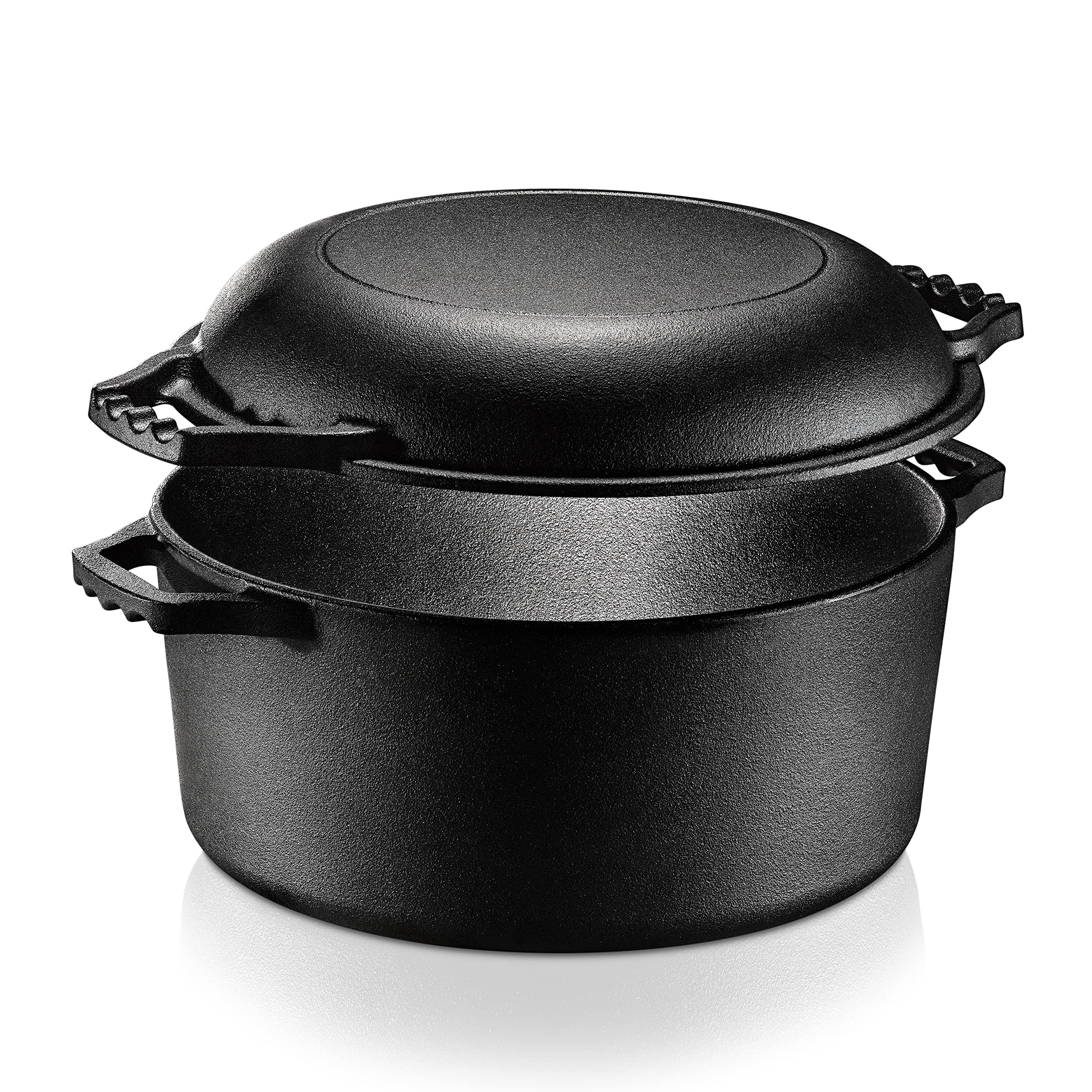 Nutrichef Cast Iron Multi Cooker - Pre-Seasoned Non-Stick Double Dutch Oven Stovetop Casserole Cookware Braising Pot And Skillet