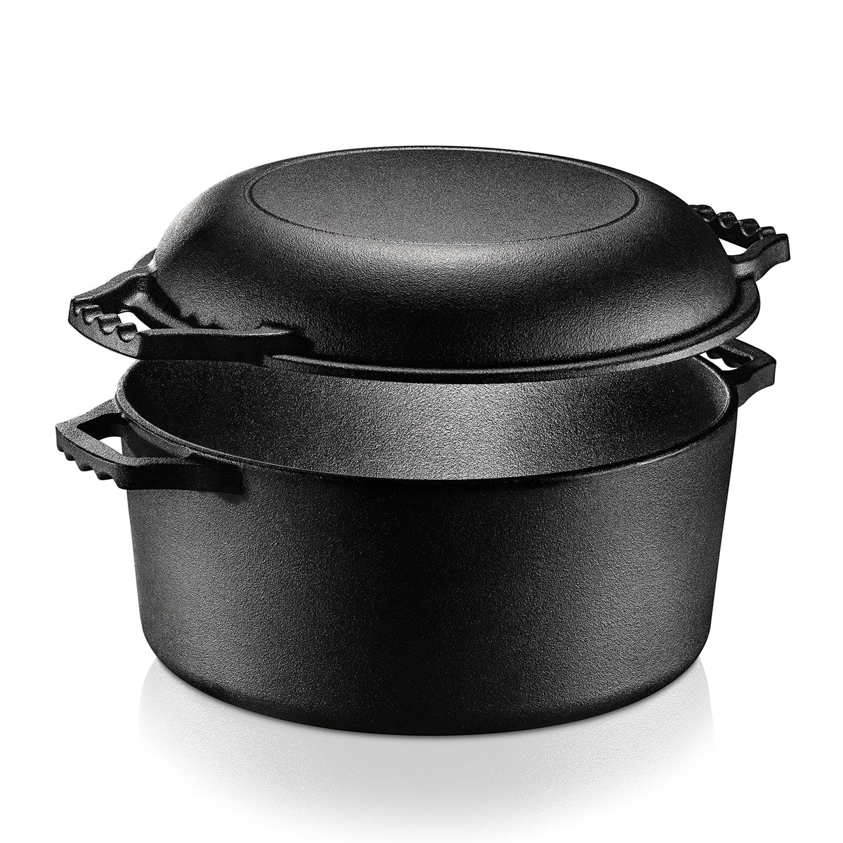 Nutrichef Cast Iron Multi Cooker - Pre-Seasoned Non-Stick Double Dutch Oven Stovetop Casserole Cookware Braising Pot And Skillet
