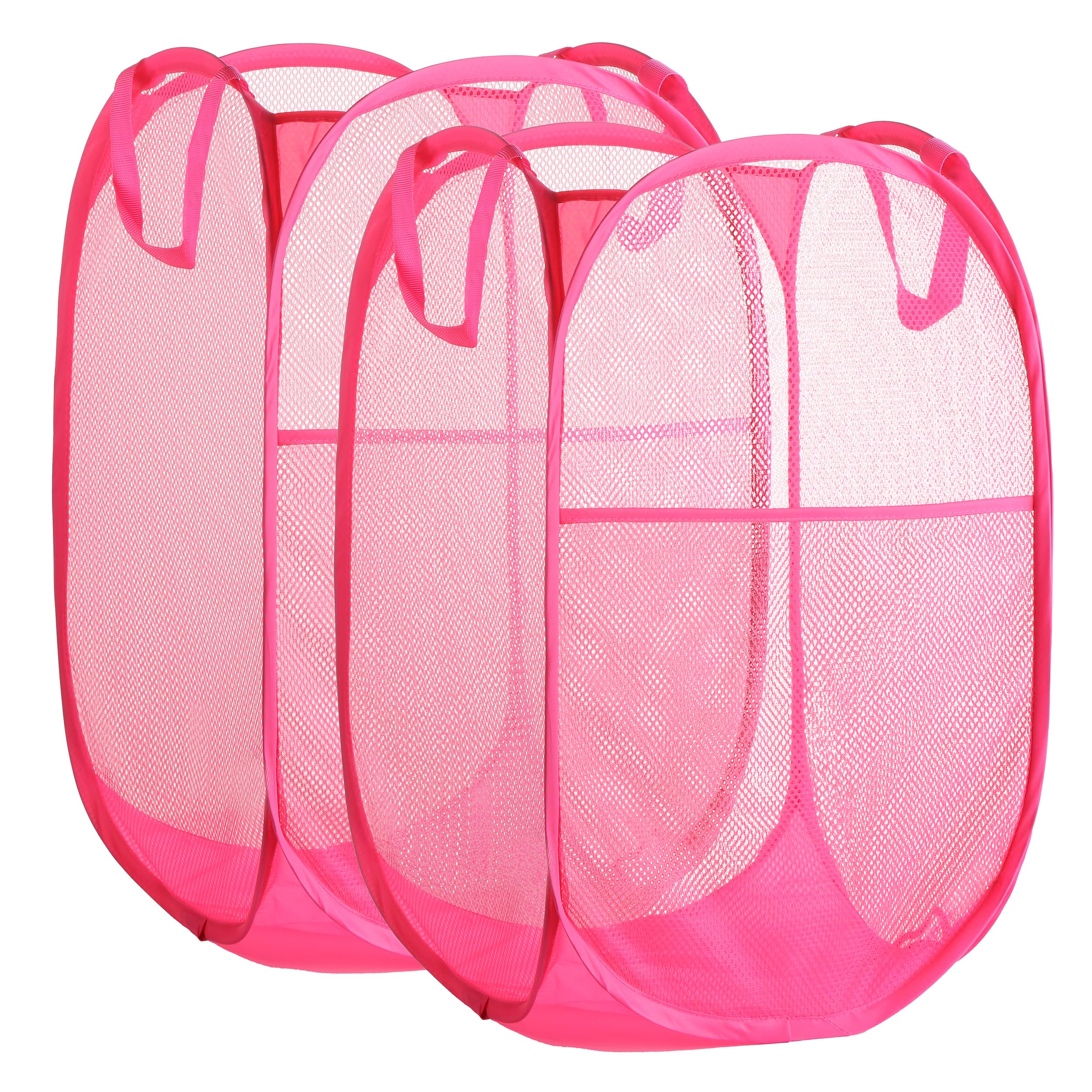 Collapsible Mesh Laundry Basket,Pop Up Laundry Hamper-Easy Storage, Ideal For Home And Travel Use (2 Rose)