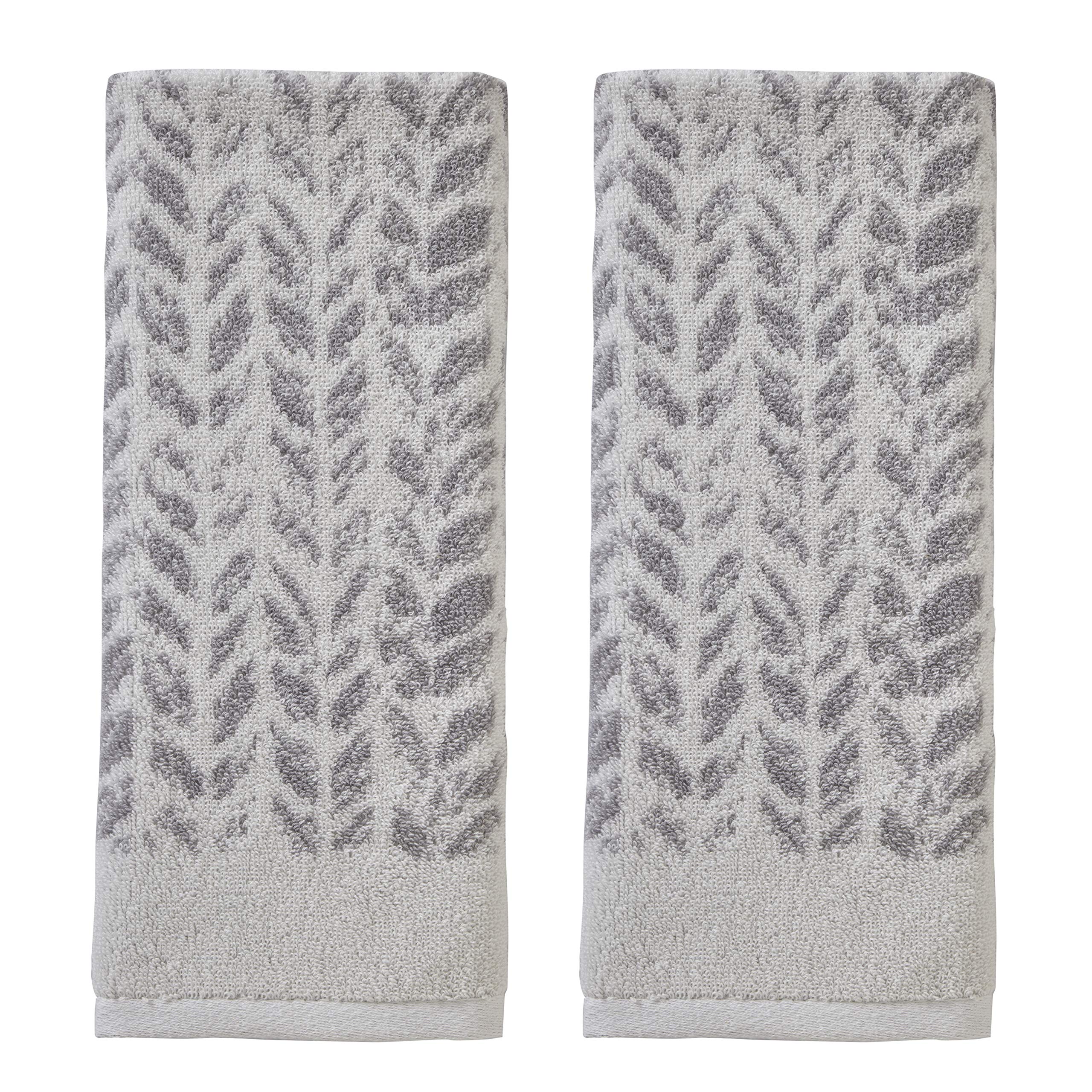 Skl Home By Saturday Knight Ltd. Distressed Leaves Hand Towel,Gray, 16X26 (2-Pack)