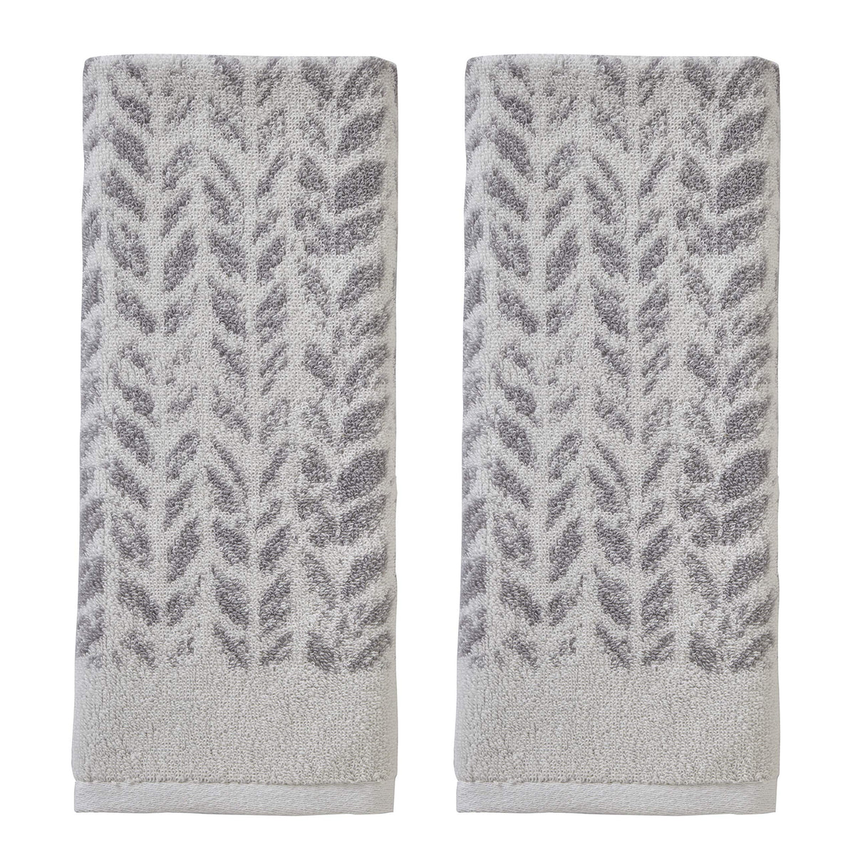 Skl Home By Saturday Knight Ltd. Distressed Leaves Hand Towel,Gray, 16X26 (2-Pack)