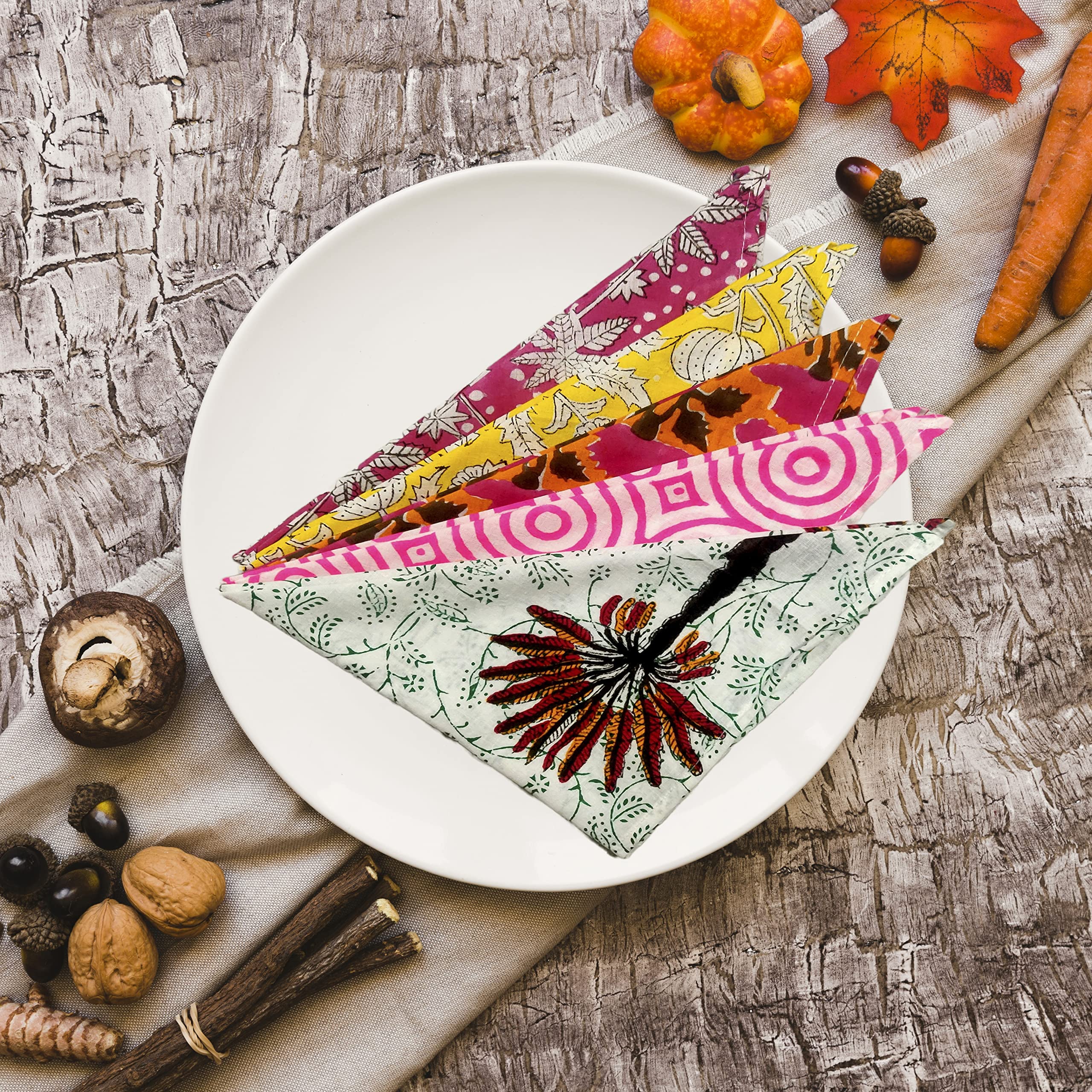 6 Pc Cotton Cloth Napkins Hand Block Print Hand Made Size 16X16 Inch Printed Home Decor Indian Eco Friendly Mix Lot Dinner Napki