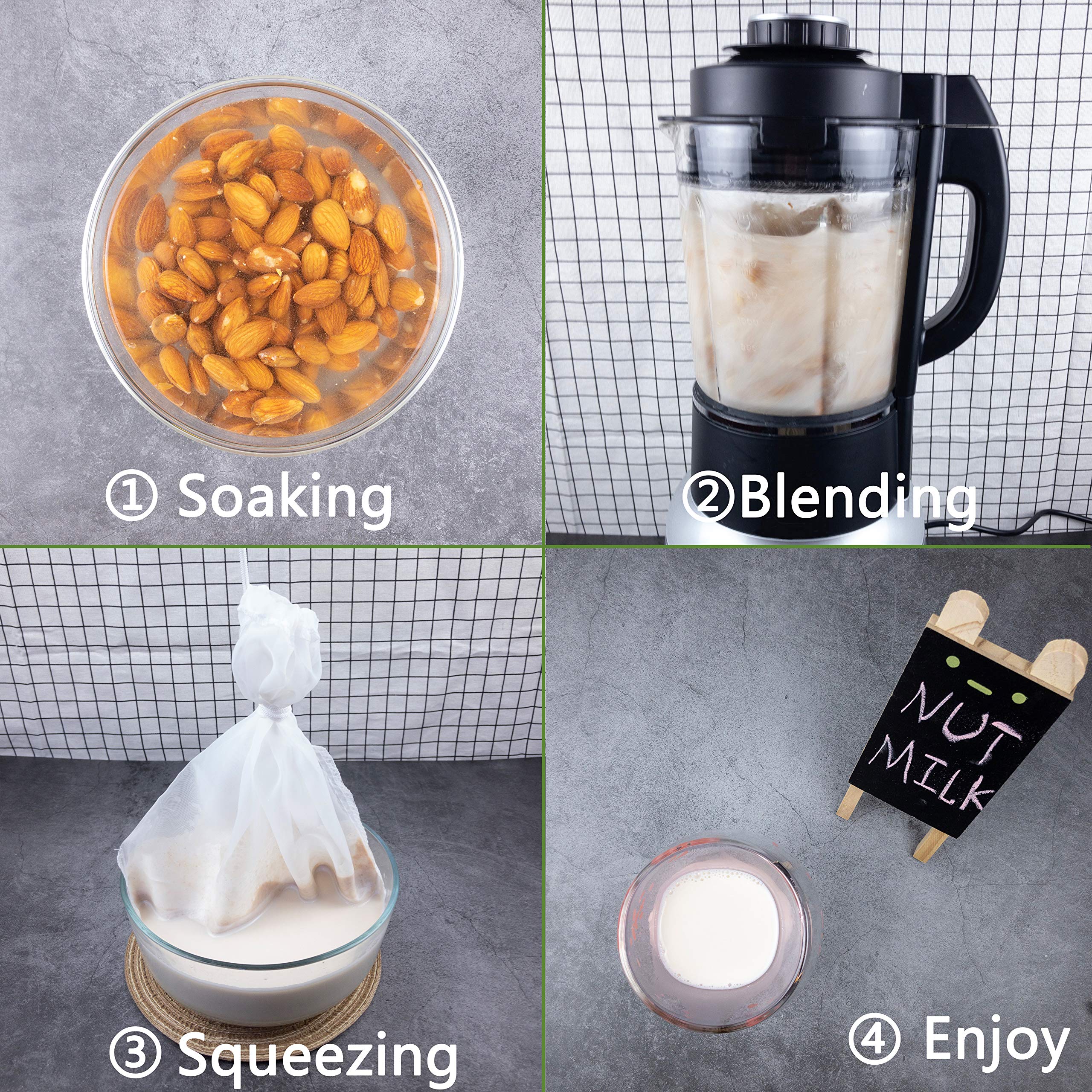 2 Pack - 80 Micron Nut Milk Bag - 12X12 Inches - Multiple Usage Reusable Food Strainer, Cold Brew Coffee Bag, Food Grade Nylon M