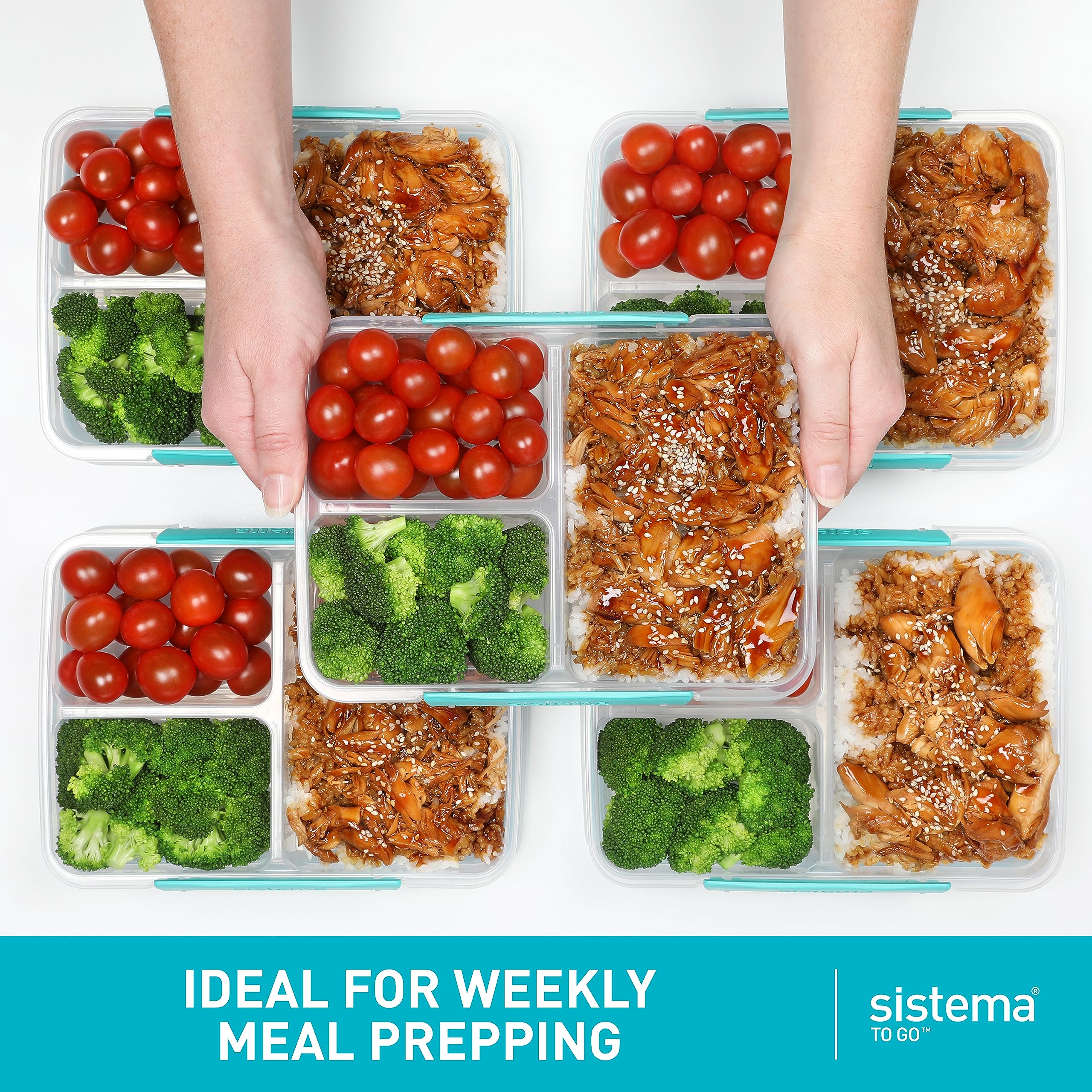 Sistema To go Multi Split Food Storage container  clear with coloured clips  820 ml