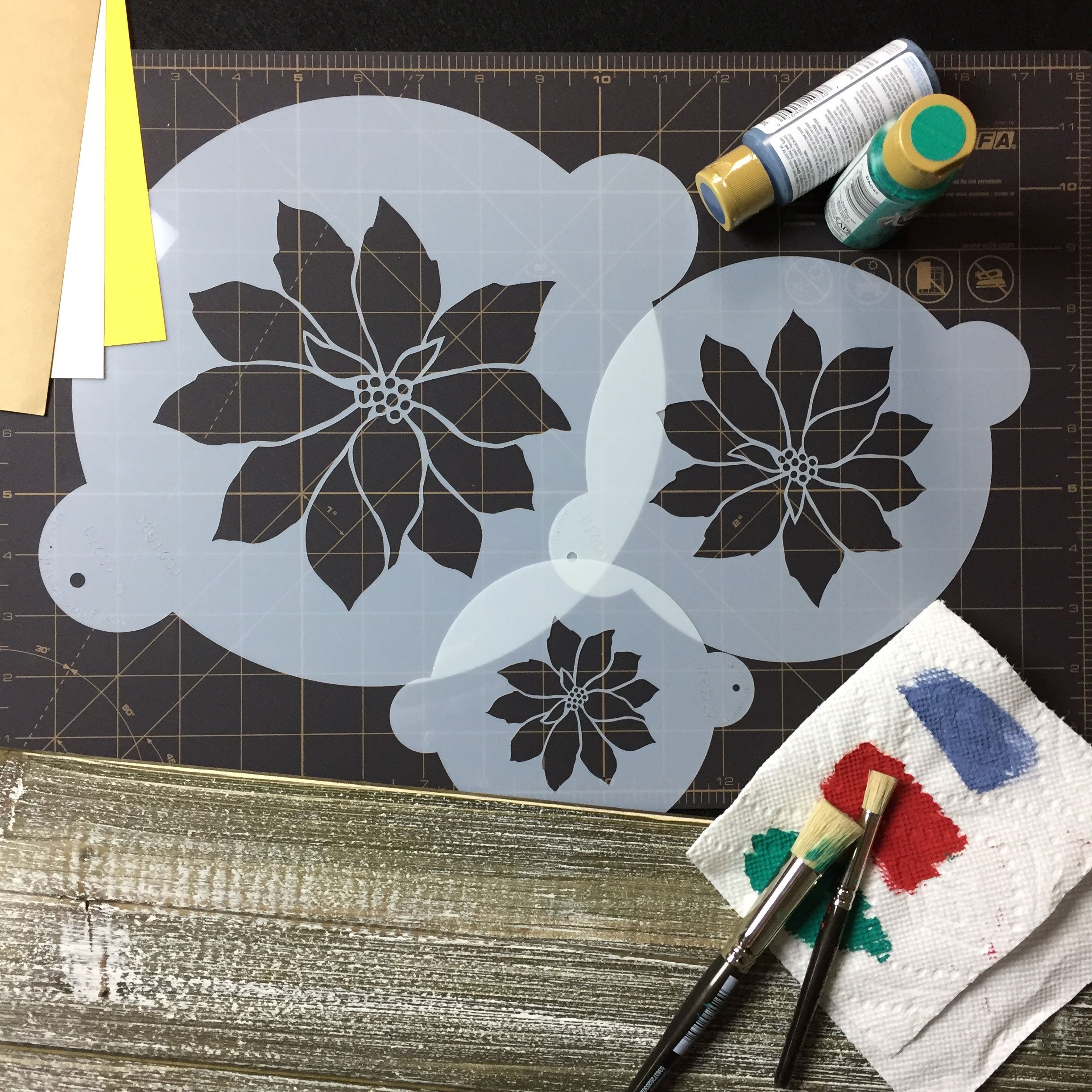Designer Stencils Poinsettia Cake Stencil, Beige/Semi-Transparent