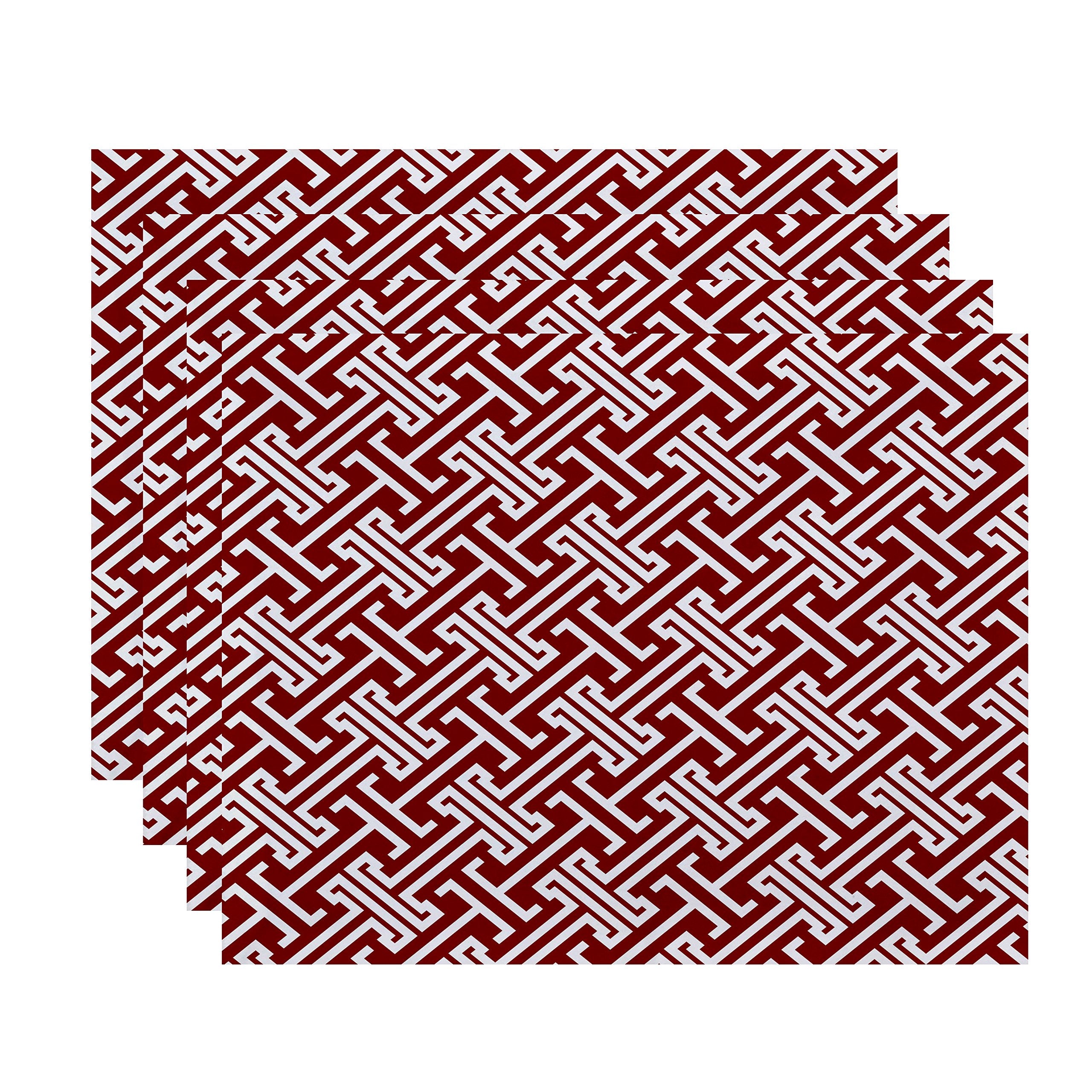E By Design Pt4Gn411Re1 18X14 Leeward Key, Geometric Print Placemat, Red