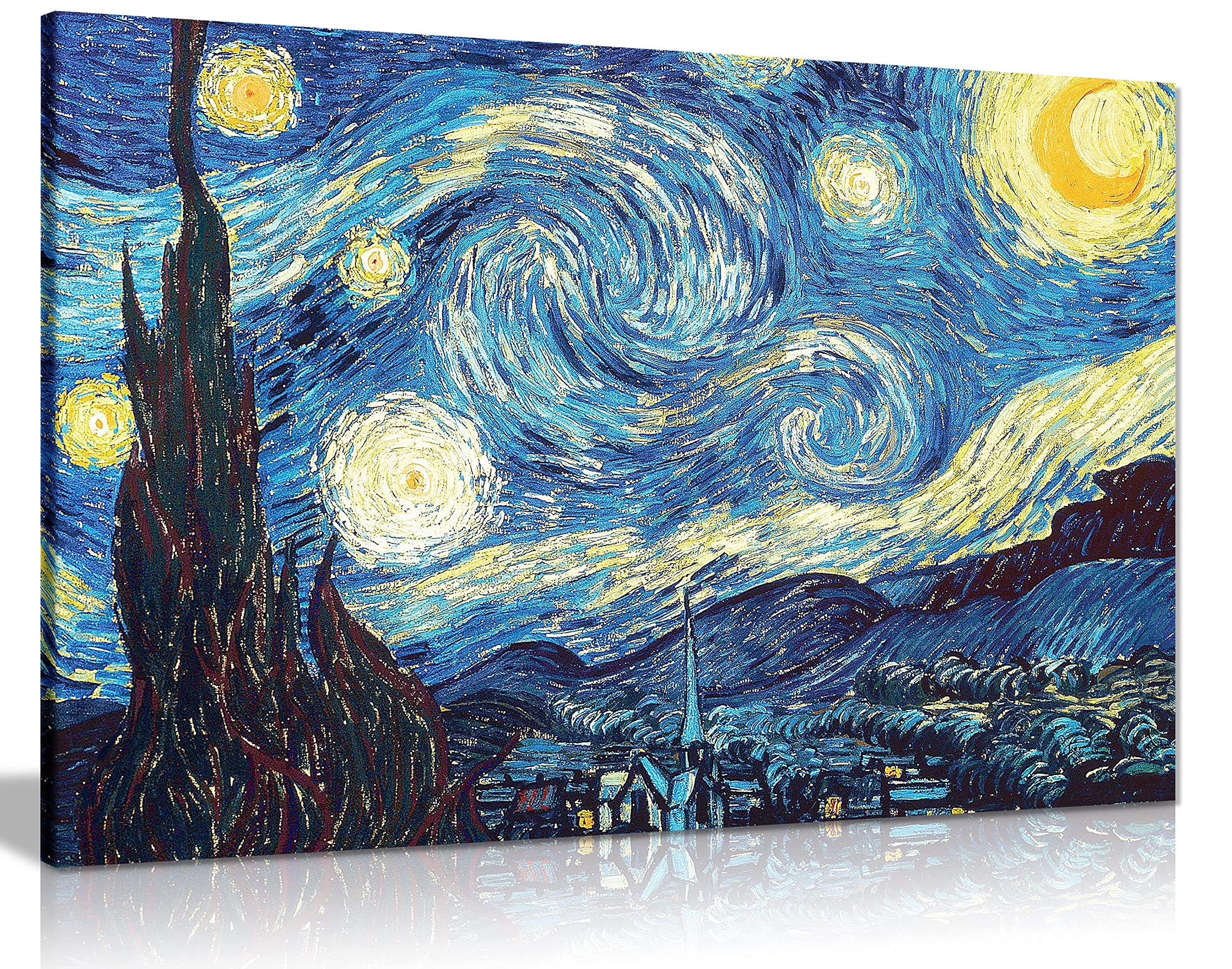 Vincent Van Gogh Starry Night Canvas Wall Art Picture Print (36X24In)