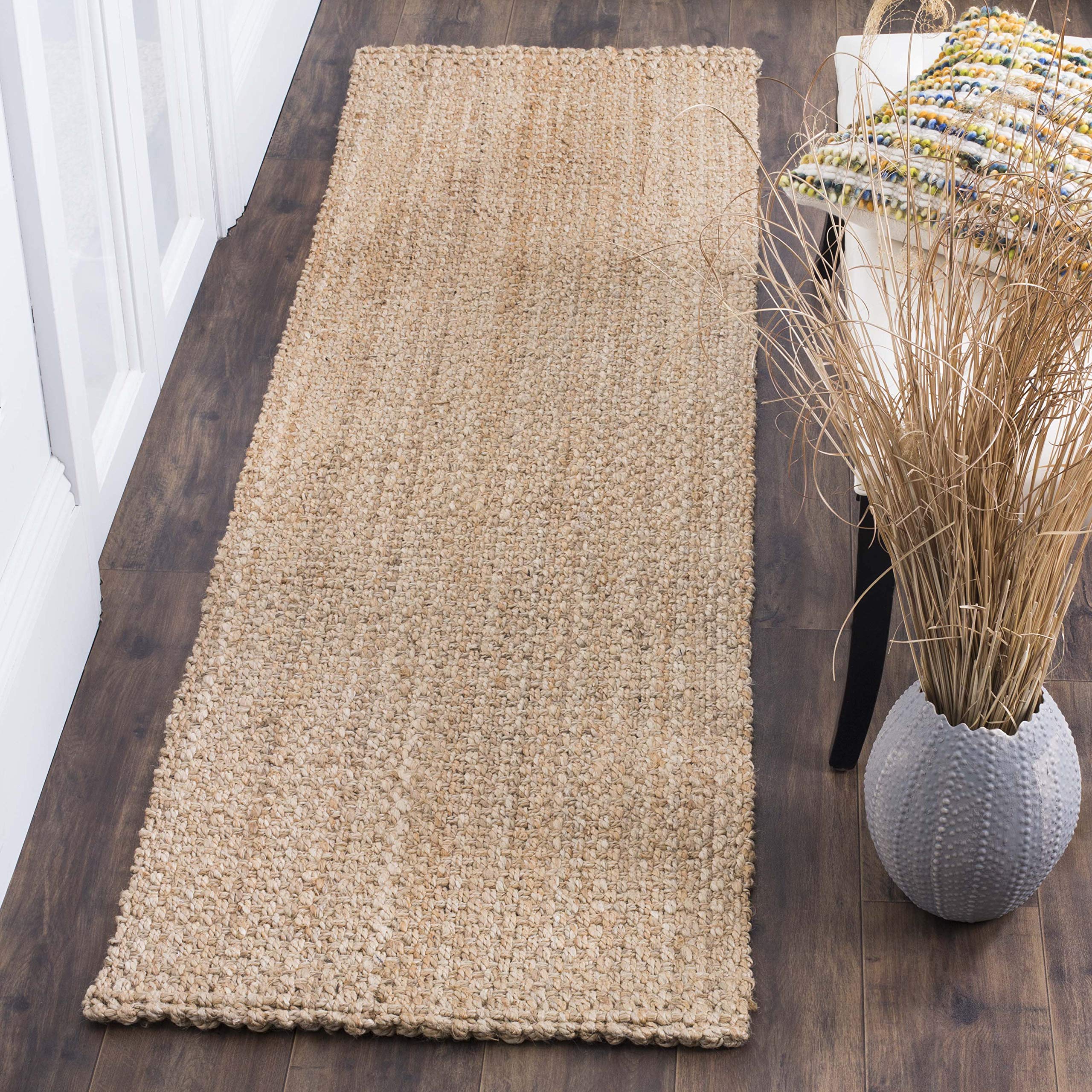 SAFAVIEH Natural Fiber Collection Runner Rug - 23 x 8, Natural, Handmade Basketweave Jute, Ideal for High Traffic Areas in Liv