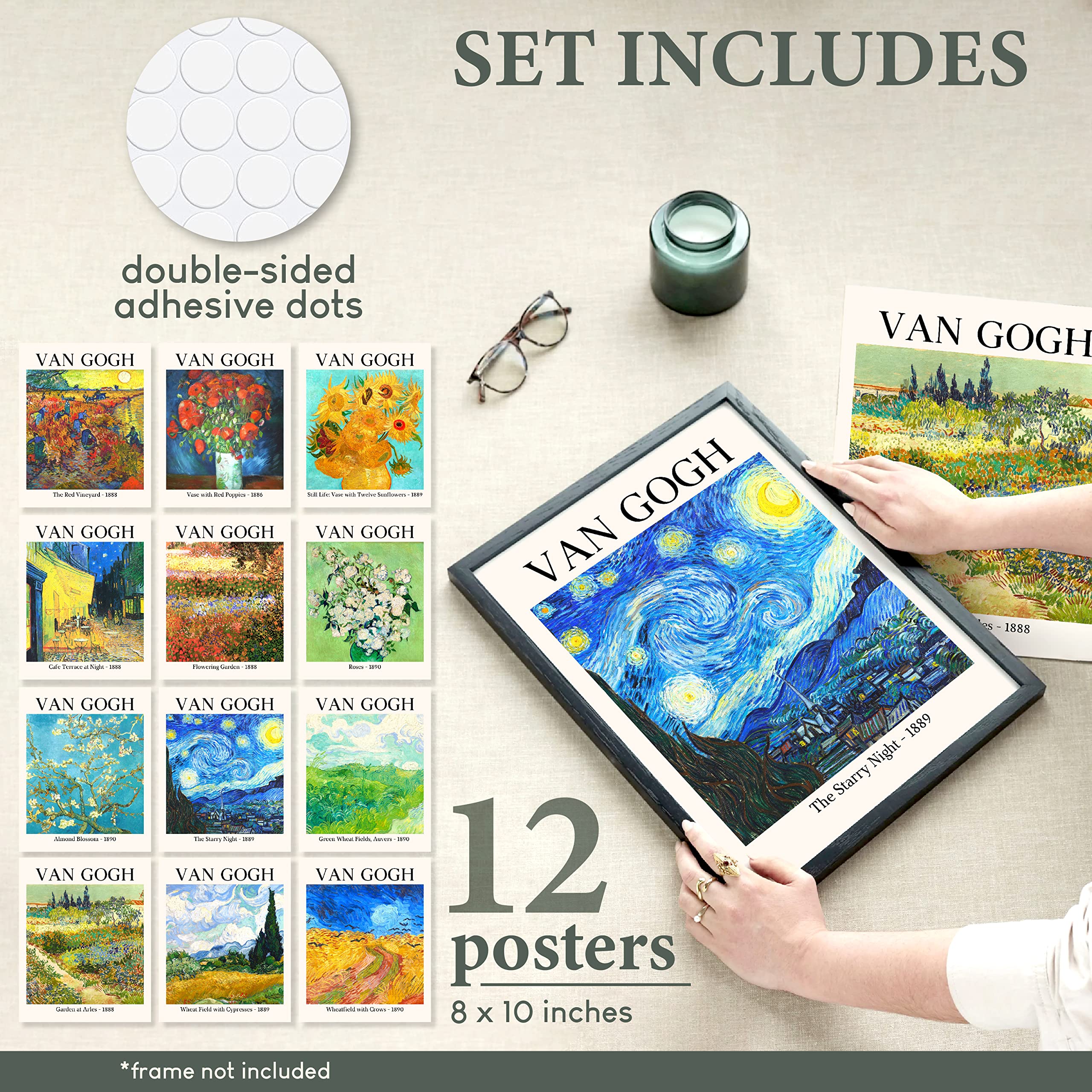 97 Decor Vincent Van Gogh Wall Art - Van Gogh Art Posters  Van Gogh Sunflowers Starry Night Prints  Famous Artist Paintings Impressionist Museum Gallery Exhibition for Bedroom Decor (8x10 UNFRAMED)