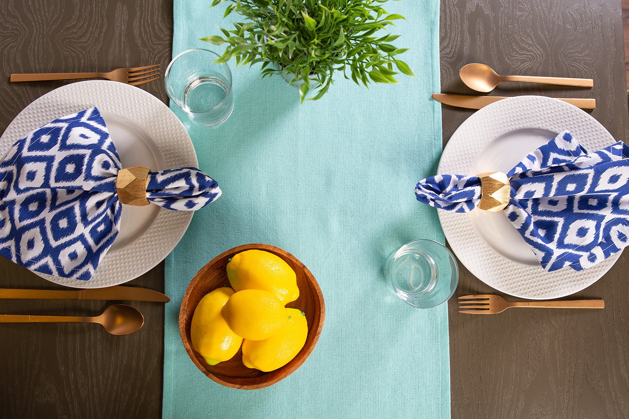 DII Everyday Collection  Fringed Solid Tabletop  Table Runner  14x72  Aqua