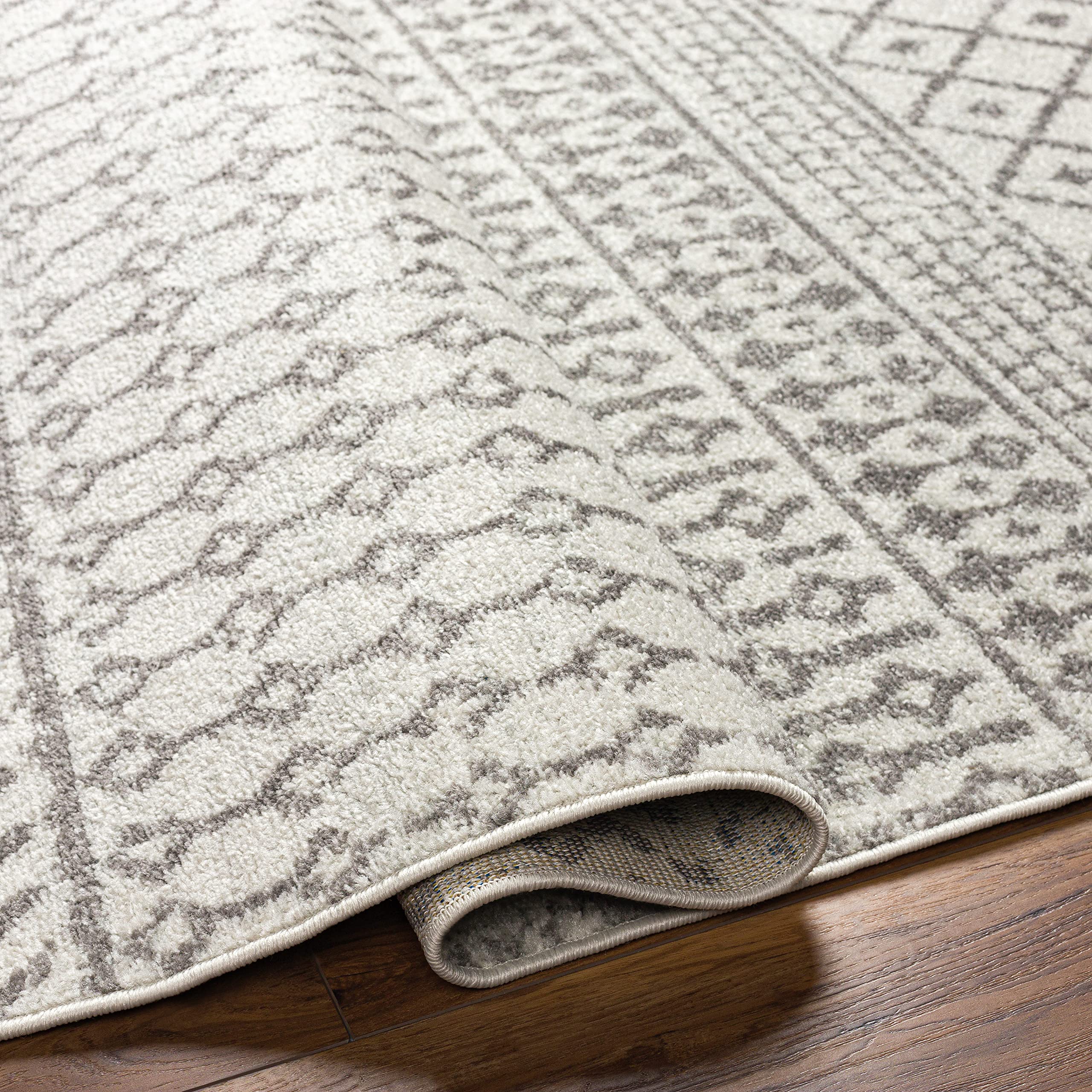 Livabliss Area Rugs - 10x13 Chester Boho Moroccan Cream Rug for Living Room Bedroom - Large Charcoal Gray Geometric Stain Resist