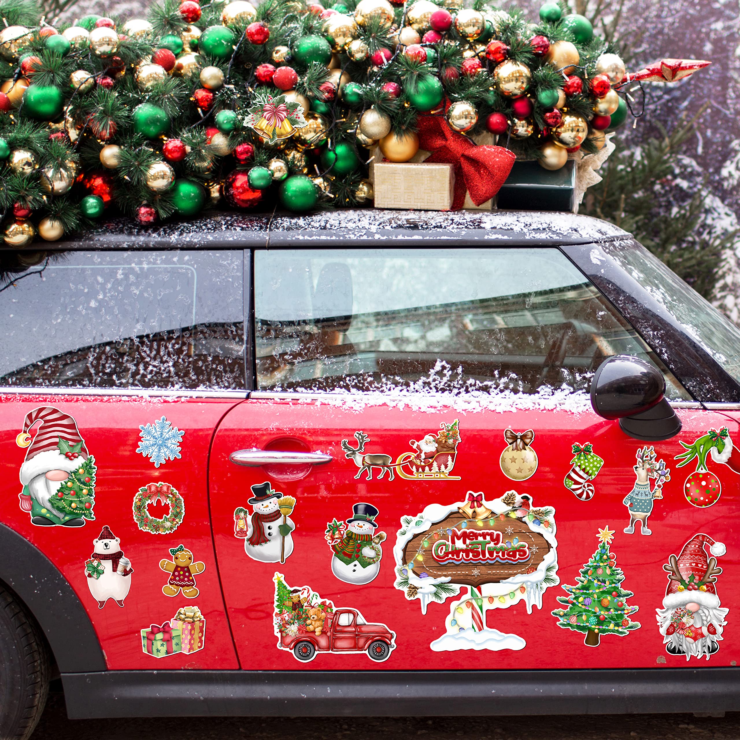 Christmas Refrigerator Car Magnets Decoration 22Pcs, Magnetic Xmas Decorative Door Stickers Decors Fridge Protector Car Decals,