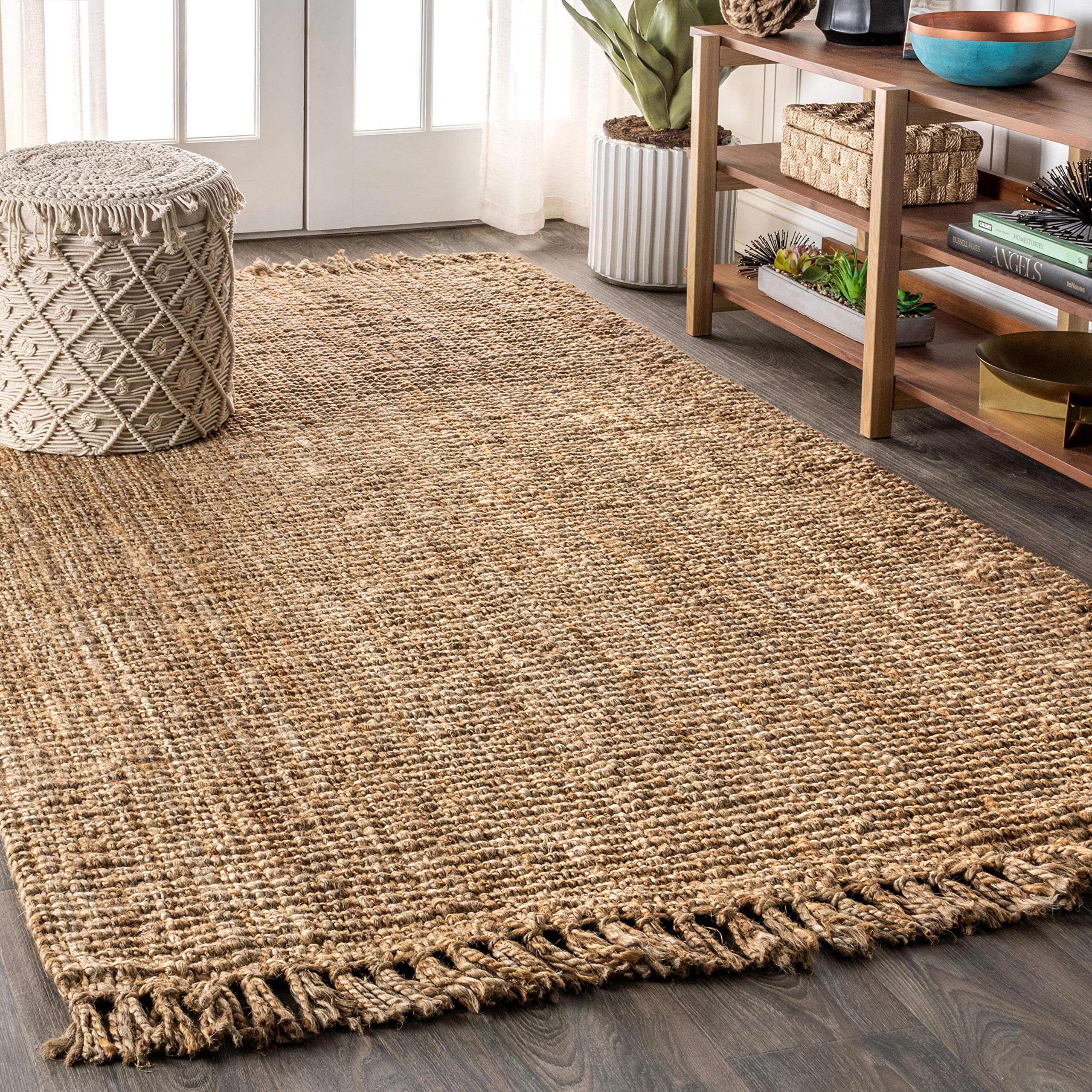 JONATHAN Y NRF103A-3 para Hand Woven Chunky Jute with Fringe Area-Rug, Bohemian, for Bedroom, Kitchen, Living Room,3 X 5,Natural