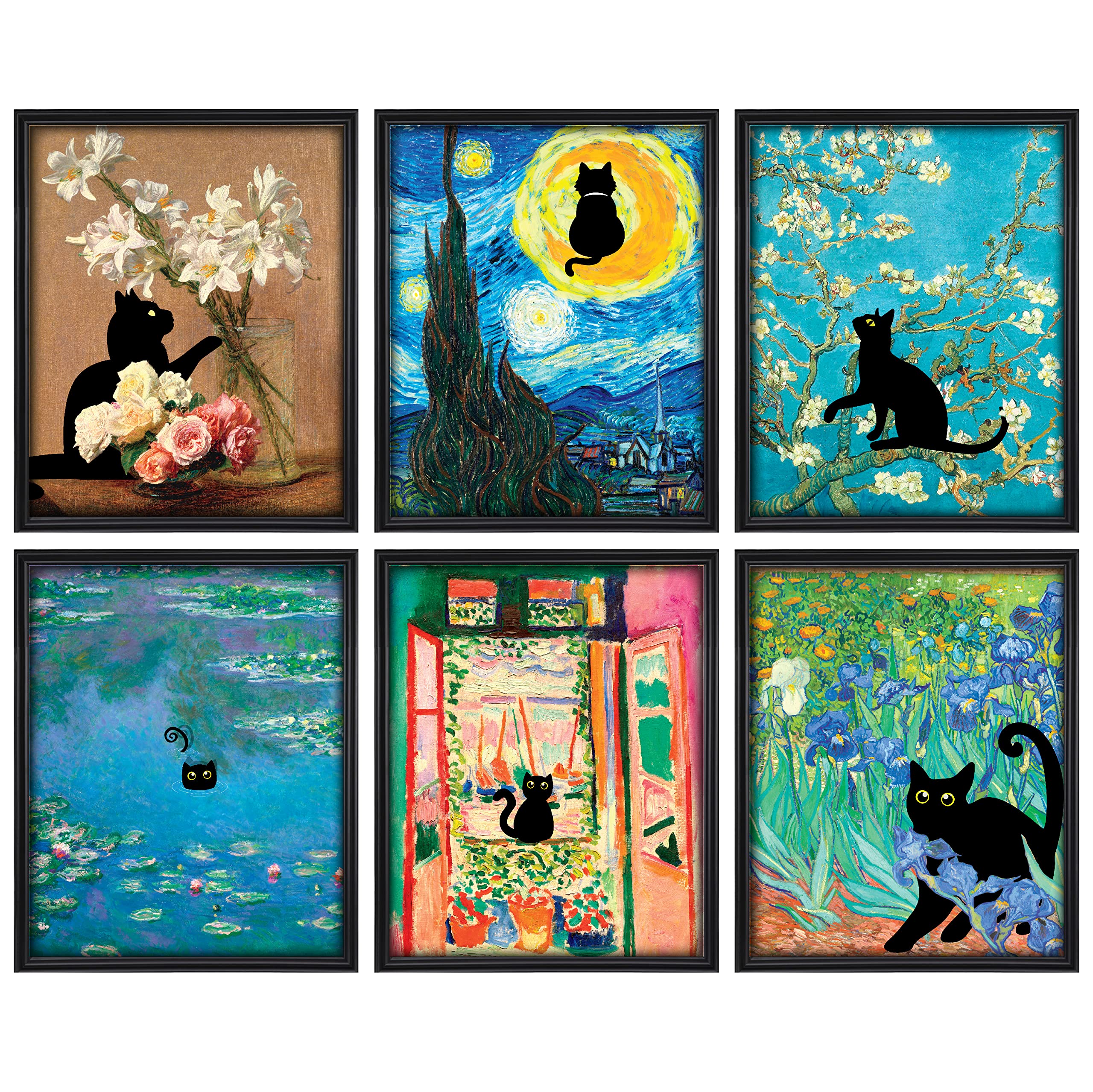 97 Decor Black Cat Decor - Cute Black Cat Poster, Cat Wall Art, Black Cat Decorations, Vintage Cat Wall Decor, Funny Cat Picture