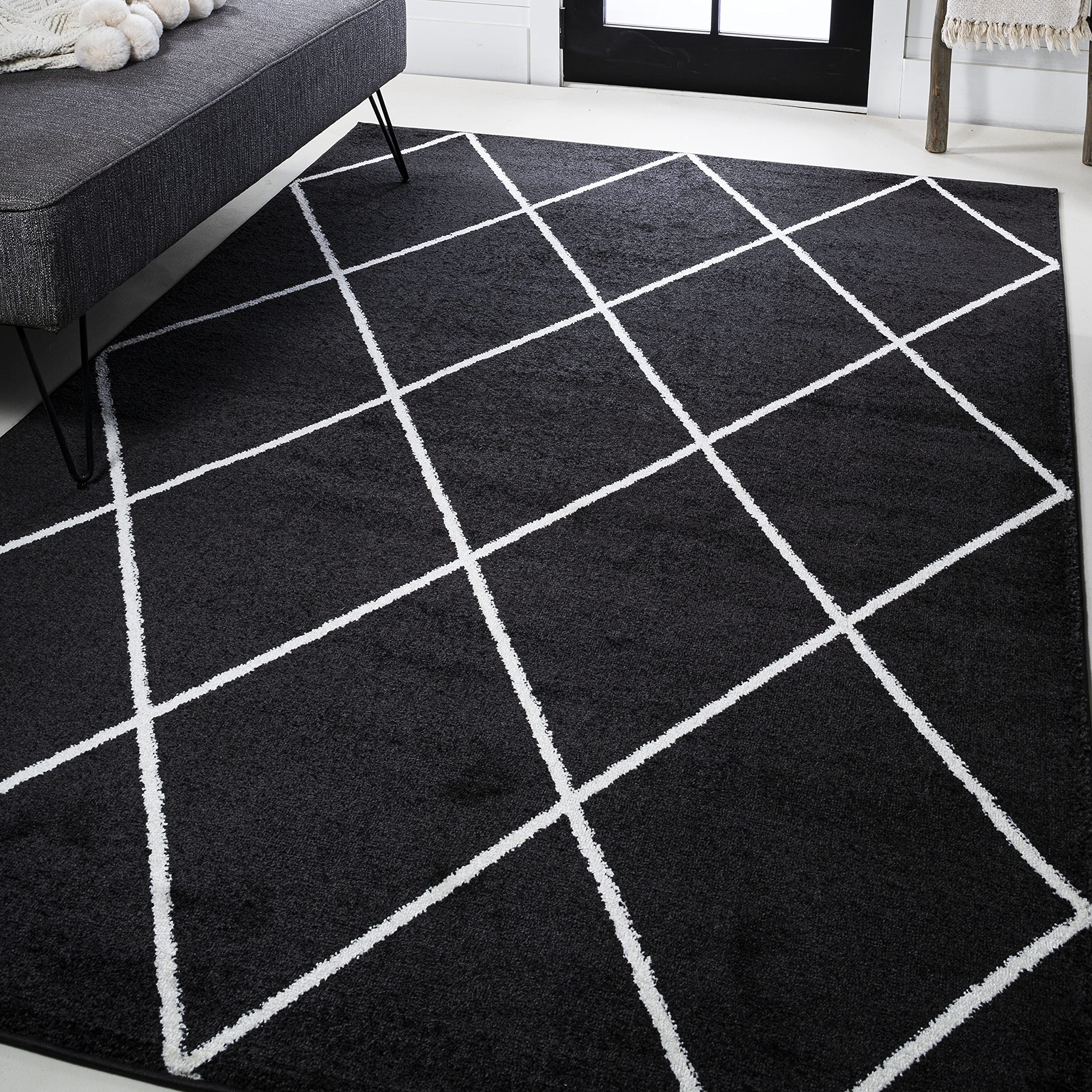 JONATHAN Y SEU102A-5 Cole Minimalist Diamond Trellis Indoor Area-Rug Modern Contemporary Casual Easy-Cleaning Bedroom Kitchen Li