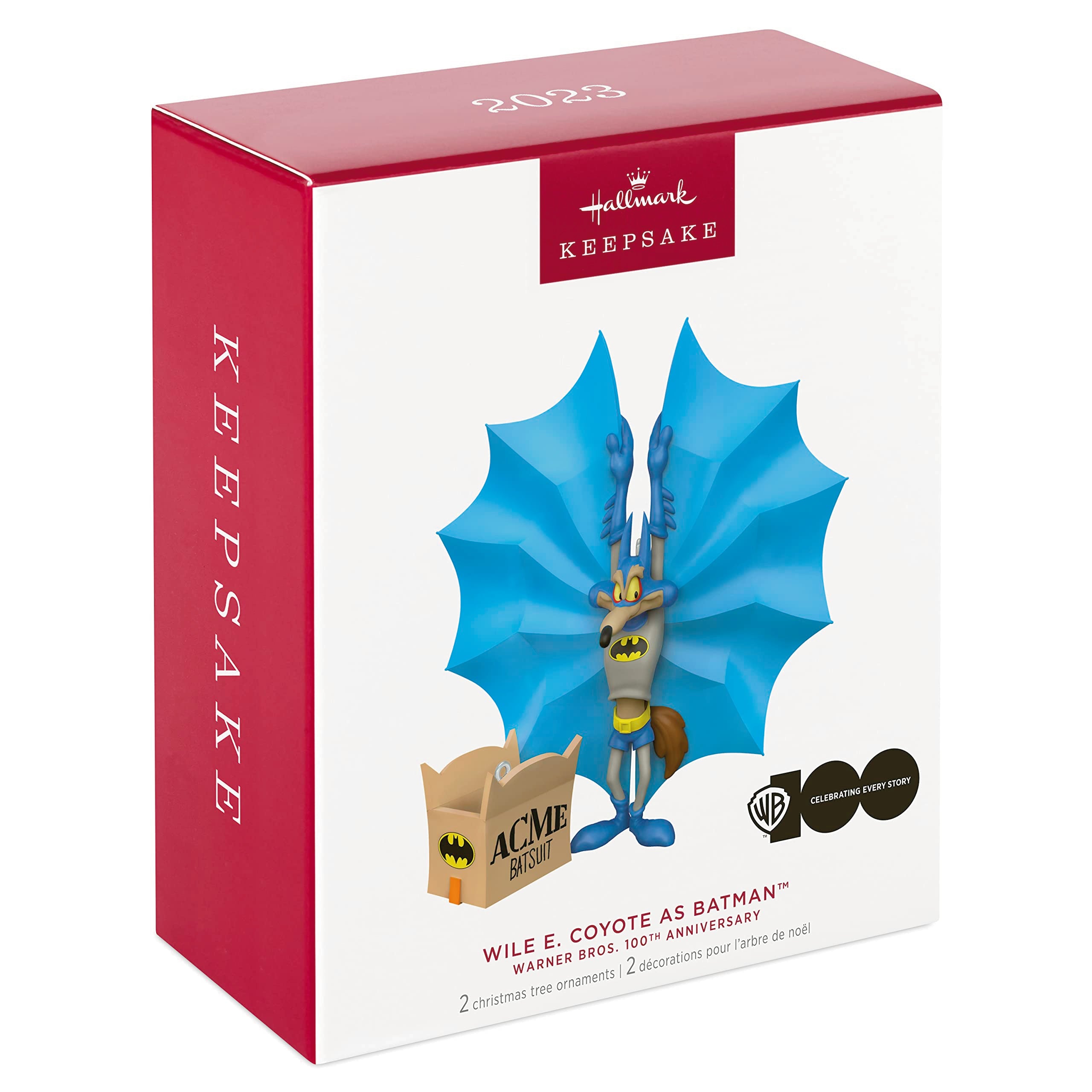 Hallmark Keepsake Christmas Ornaments 2023, Looney Tunes Wile E. Coyote as Batman, Set of 2, Looney Tunes Gifts