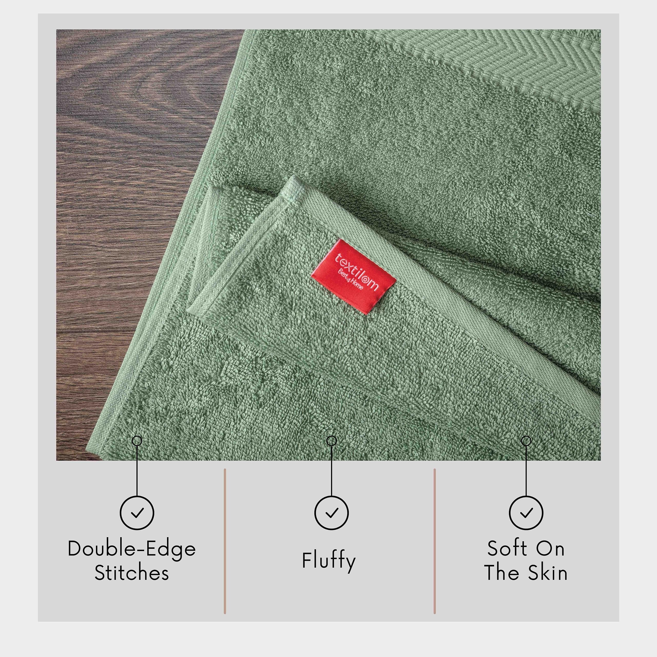 Textilom 100% Turkish Cotton 4 Piece Luxury Washcloth Towel Set For Bathroom & Kitchen, Thick & Super Soft & Highly Absorbent &