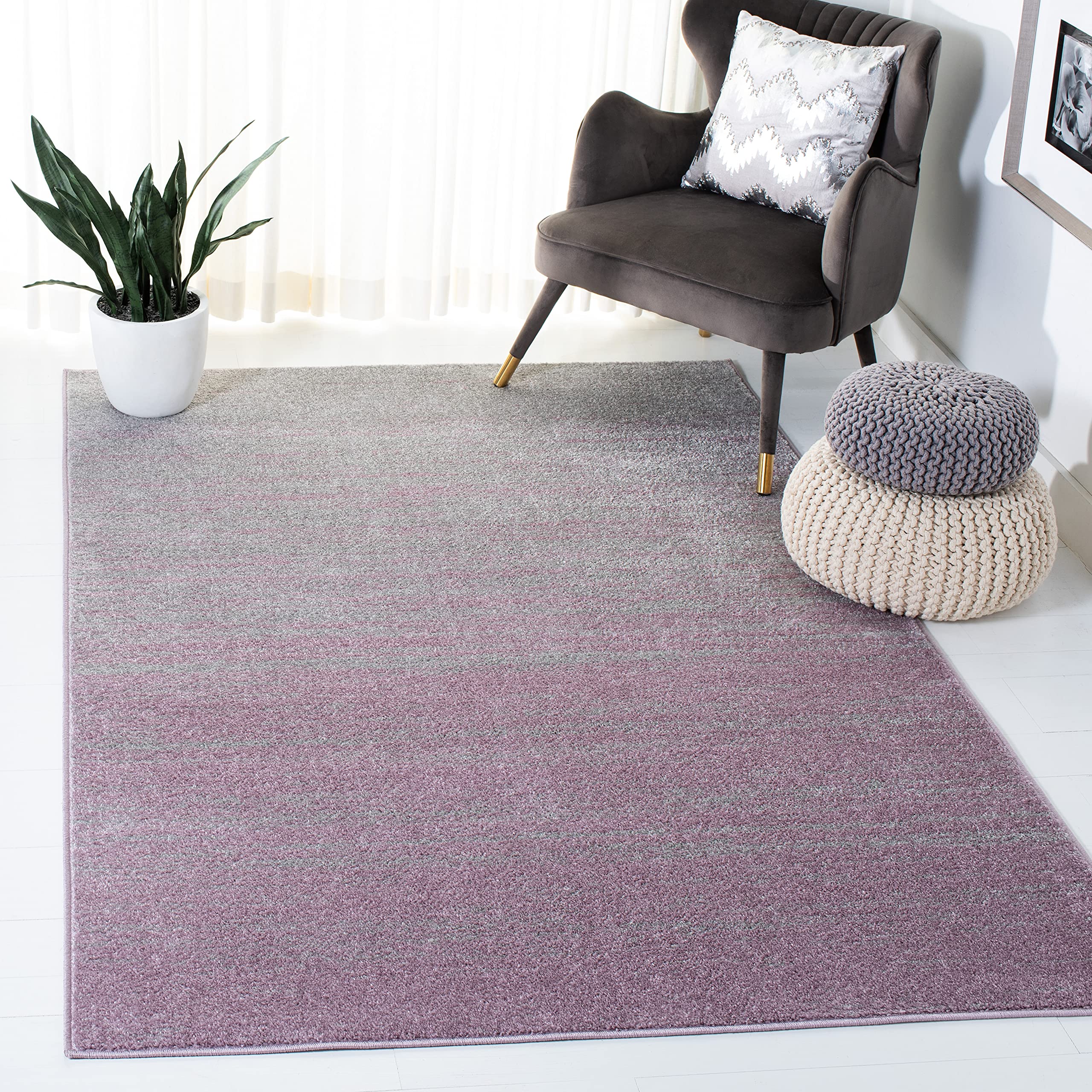 SAFAVIEH Adirondack Collection Area Rug - 55 x 77, Purple & Green, Modern Ombre Design, Non-Shedding & Easy Care, Ideal for Hi