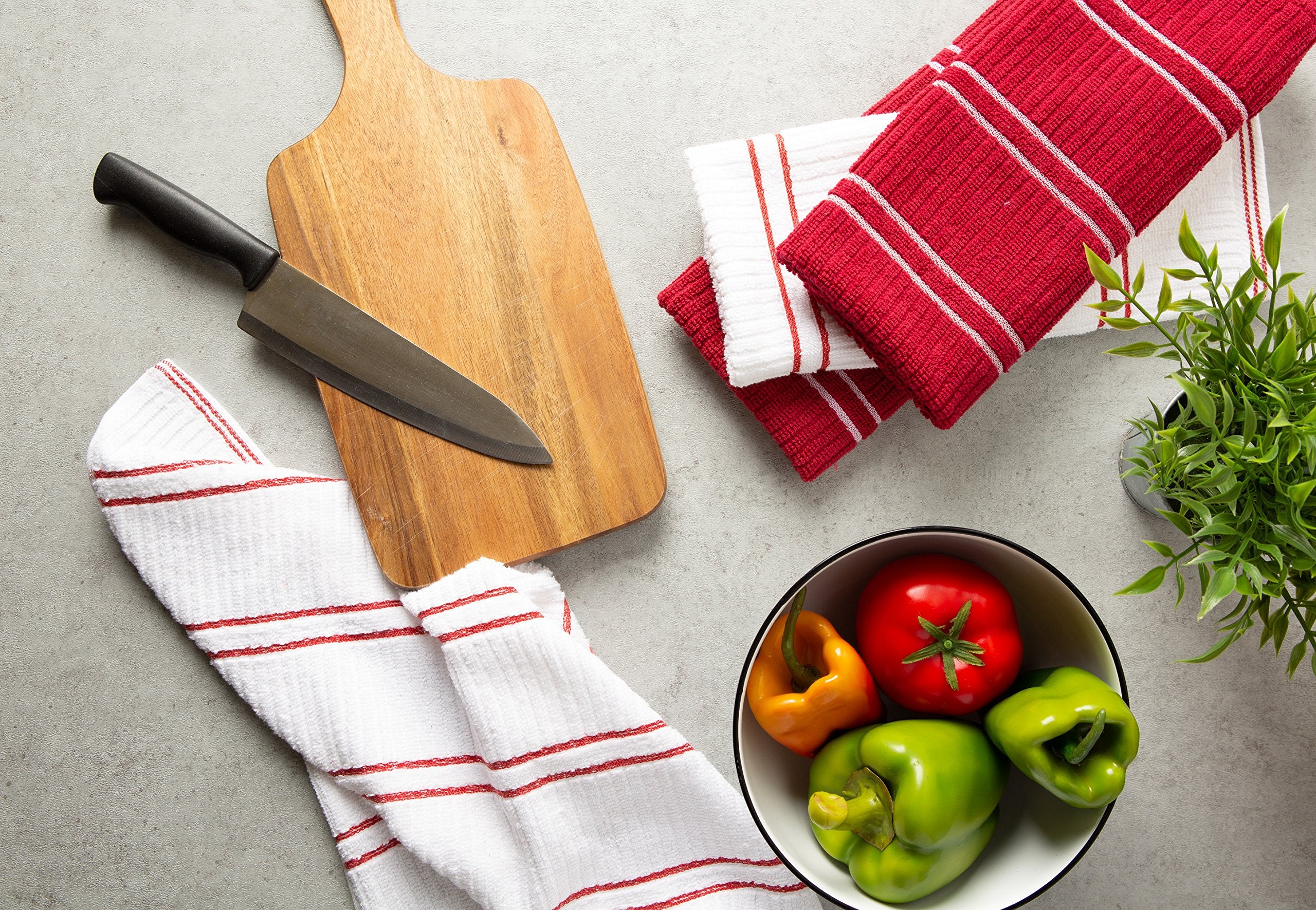 J&M Red Ribbed Terrydishtowel (Set of 6)