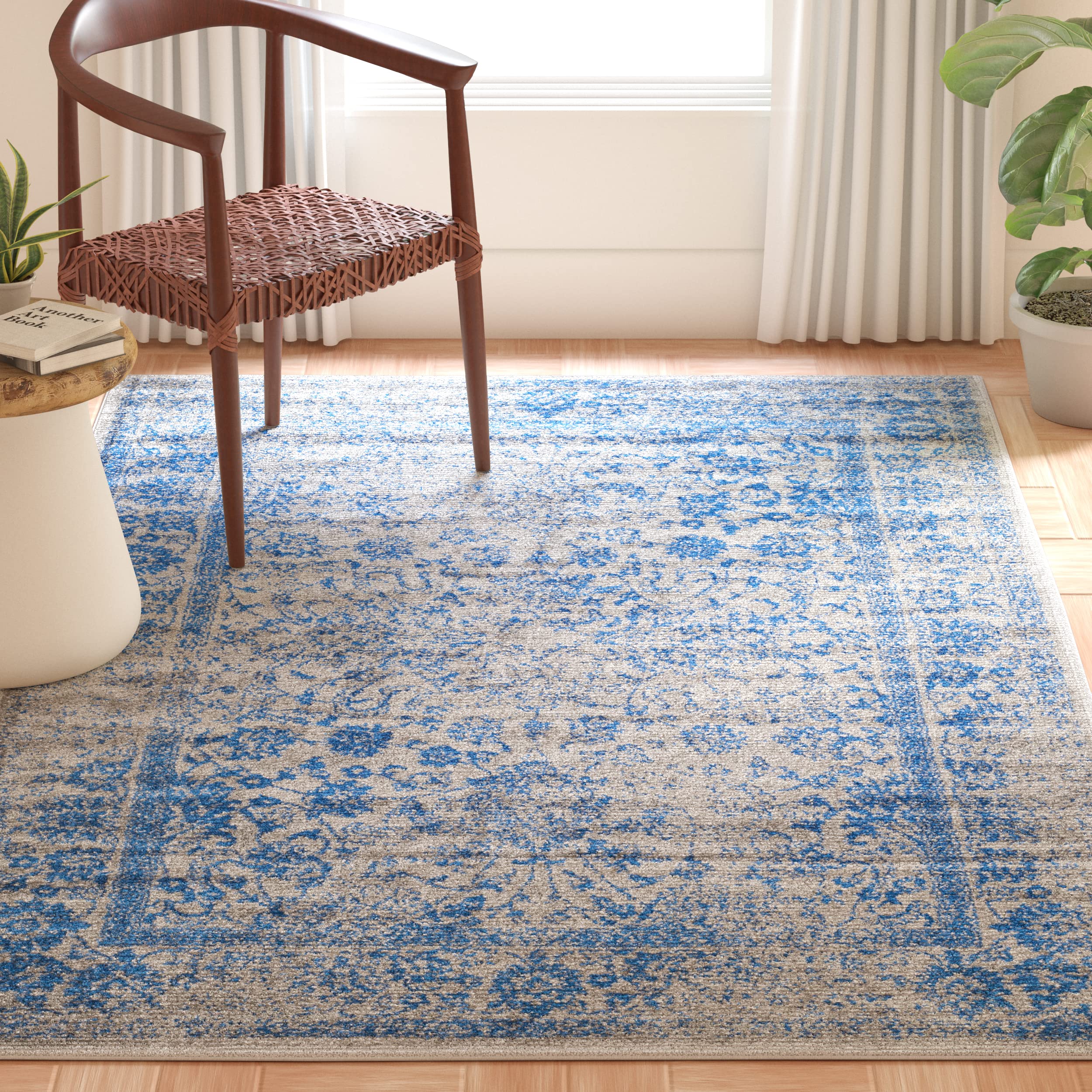 SAFAVIEH Adirondack Collection Area Rug - 51 x 76, Grey & Blue, Oriental Distressed Design, Non-Shedding & Easy Care, Ideal fo