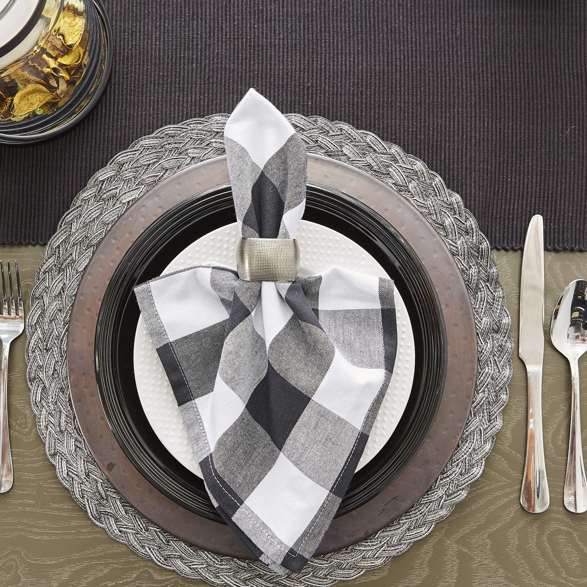 DII Black Ribbed Table Runner 13x72