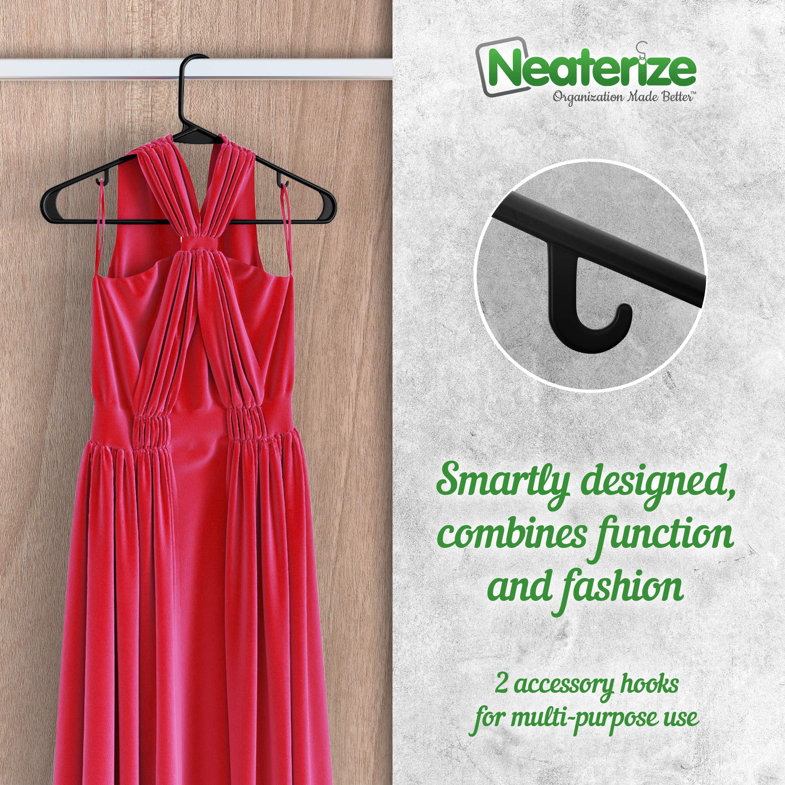 Plastic Hangers 50 Pack Black - Clothes Hangers - Makes The Perfect Coat Hanger And General Space Saving Clothes Hangers For Clo