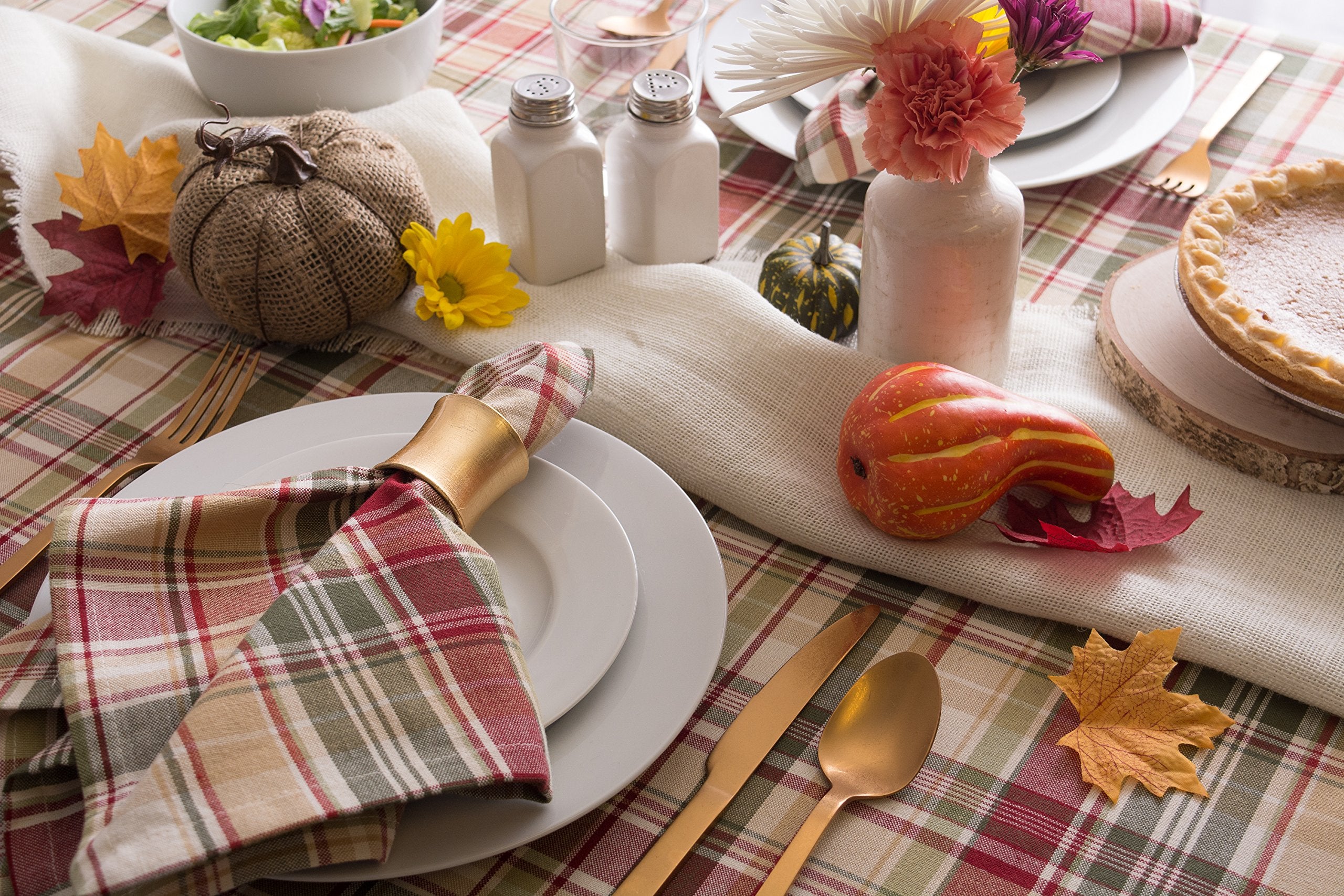 DII Give Thanks Plaid Tablecloth