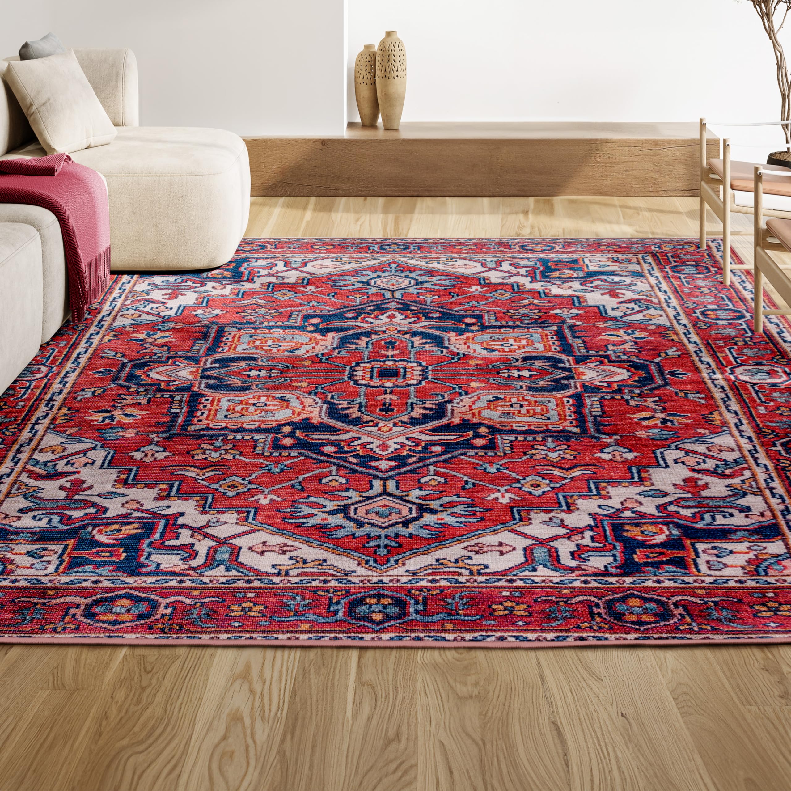 JONATHAN Y WSH105A-4 Cirali Ornate Large Medallion Machine Washable Indoor Bohemian Transitional Area Rug,High Traffic,Kitchen,L