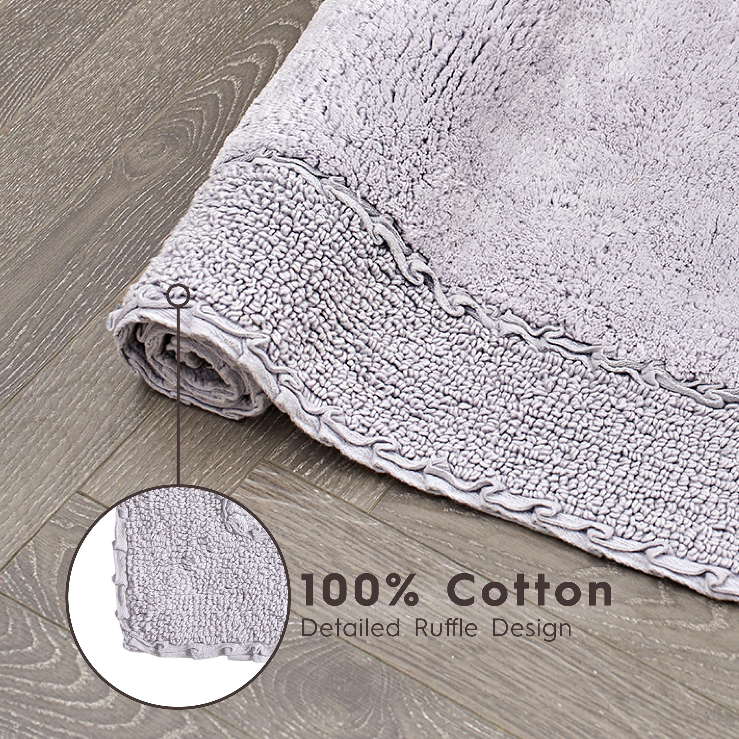 Laura Ashley Ruffle Border 100% Cotton Bath Rug Set, Purple, 17'' X 24''/ 20'' X 32''