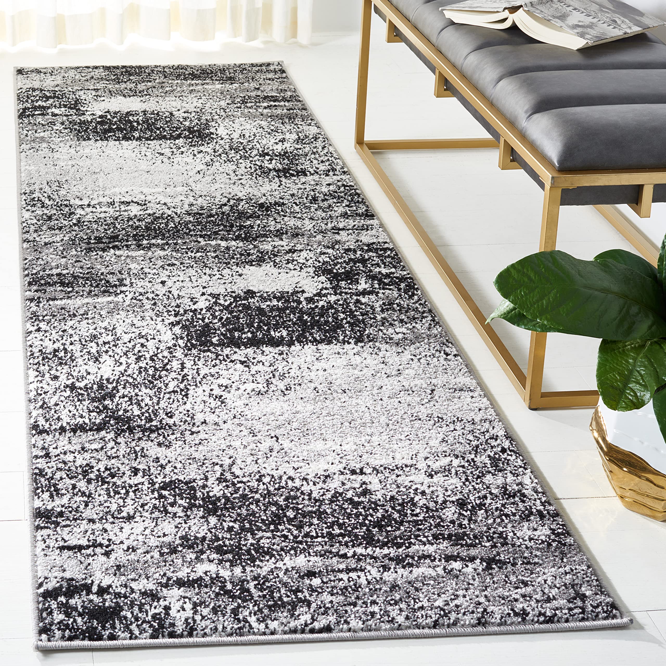 SAFAVIEH Adirondack Collection Runner Rug - 21 x 6, Silver & Multi, Modern Abstract Design, Non-Shedding & Easy Care, Ideal fo