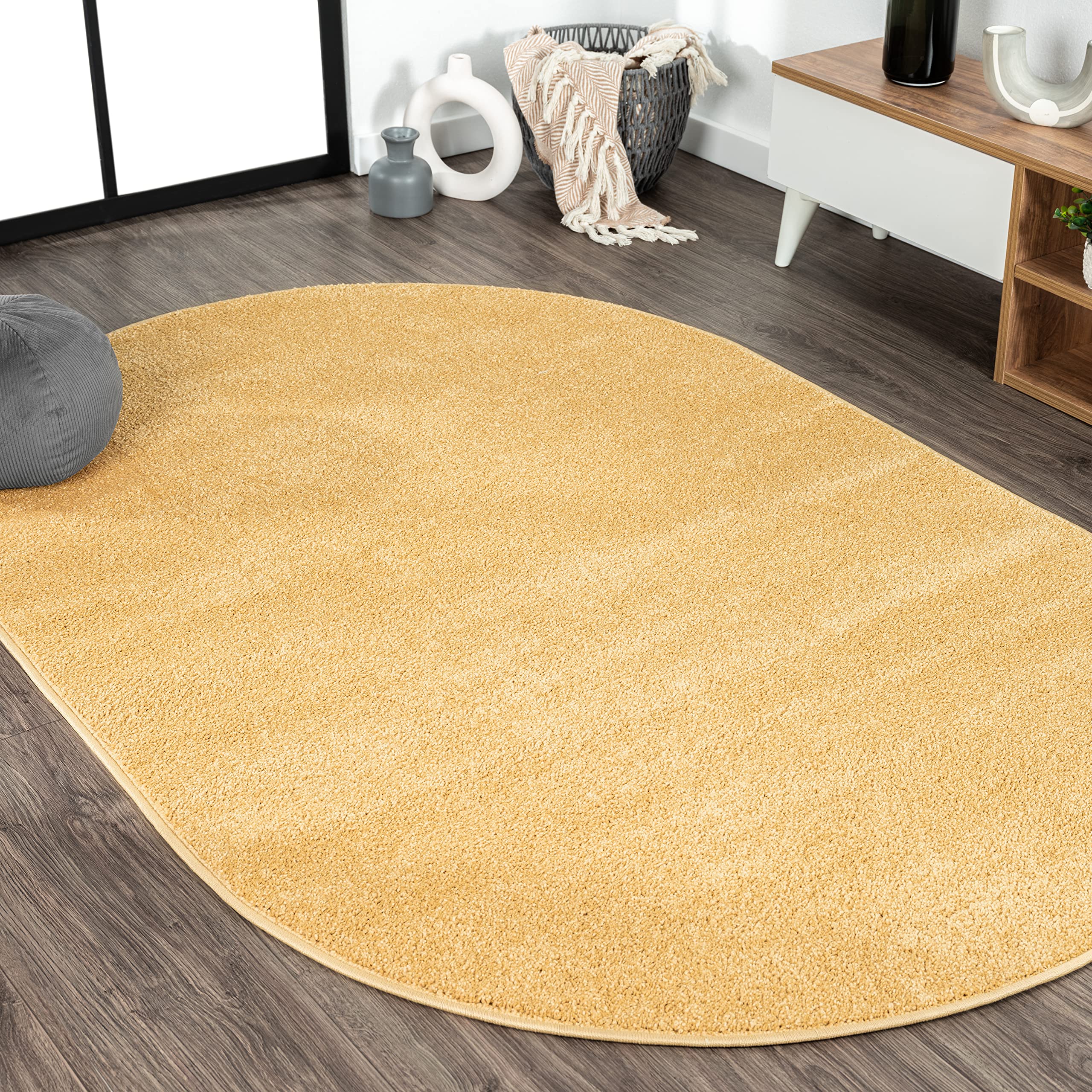 JONATHAN Y SEU100B-5OV Haze Solid Low-Pile Indoor Area Rug, Coastal, Bohemian, Minimalist, Classic, Casual for Bedroom,Kitchen,L