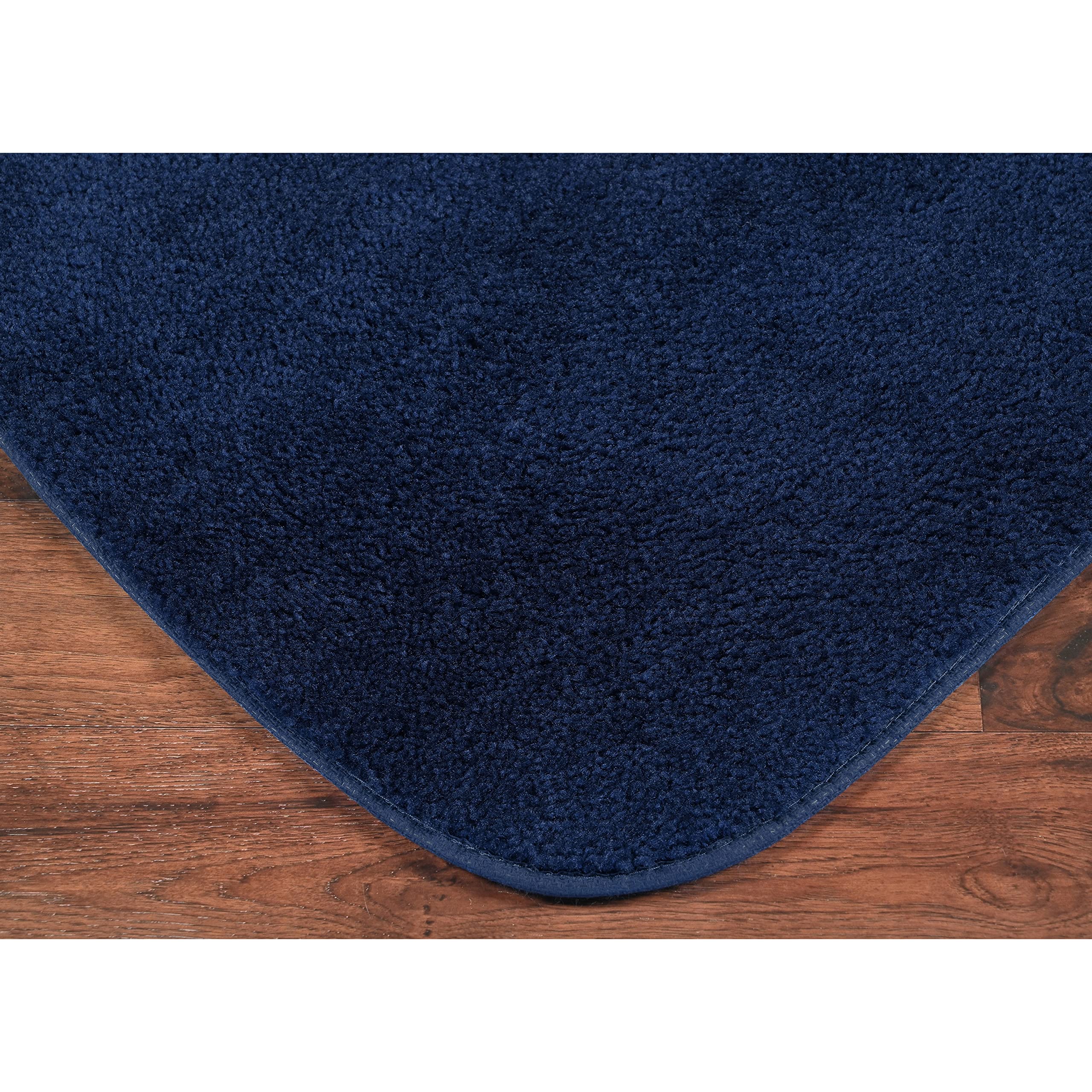 Garland Rug Traditional Nylon Washable Navy 2 Bath Rugs (21 X 34, 22 X 60) - Soft, Absorbent, And Stylish For Your Bathr