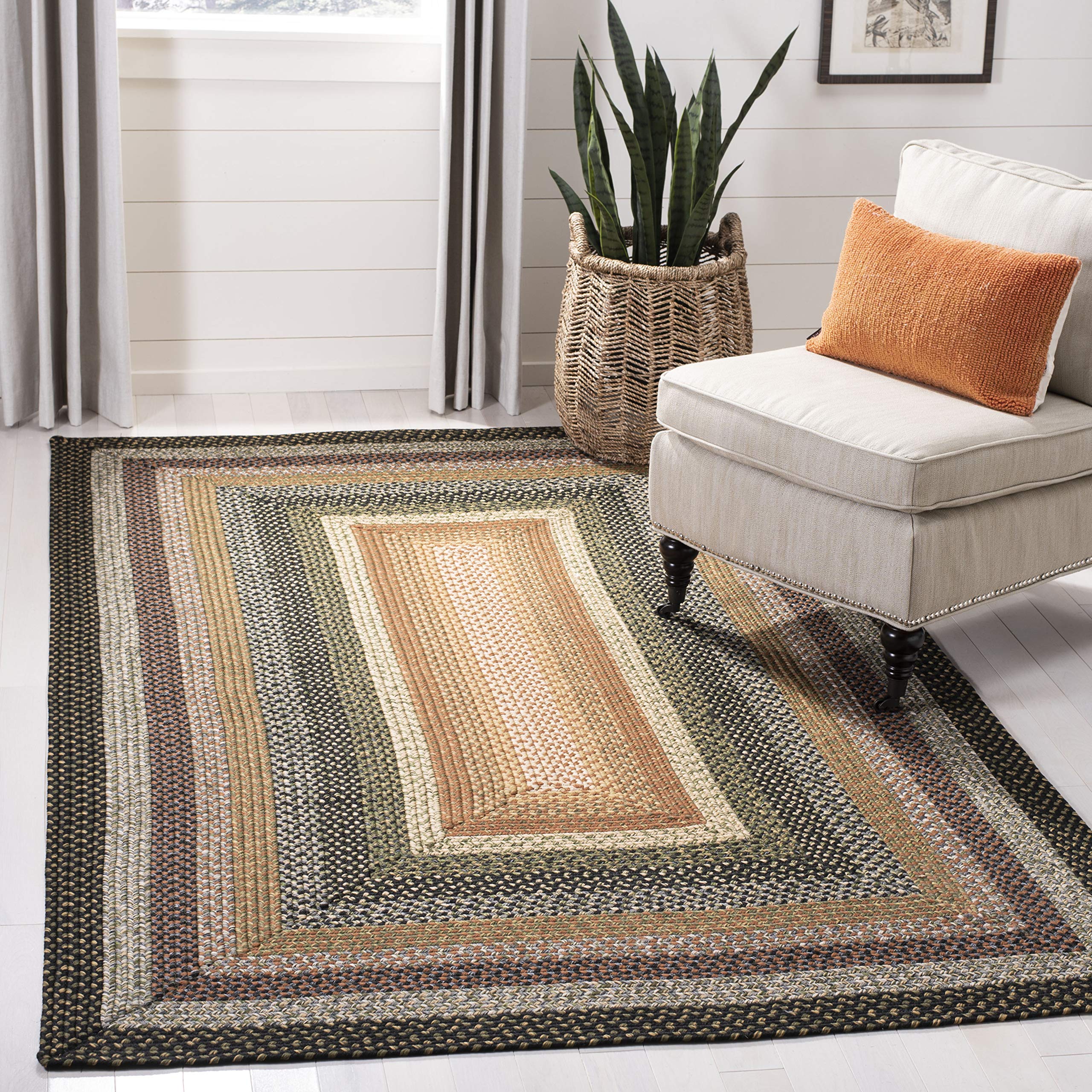 SAFAVIEH Braided Collection Area Rug - 6 x 9, Multi, Handmade Country Cottage Reversible, Ideal for High Traffic Areas in Livi
