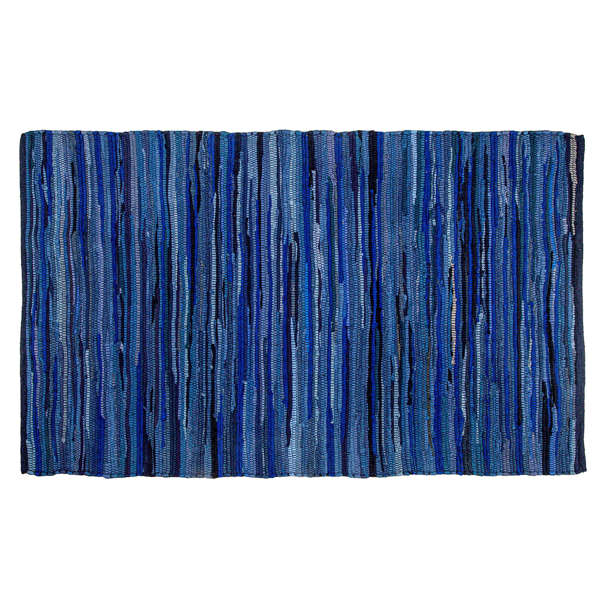 100% Cotton Rag Rug 3x5' Multicolor Chindi Rug - Hand Woven & Reversible for Living Room Kitchen Entryway Rug - Navy,Kitchen Rug