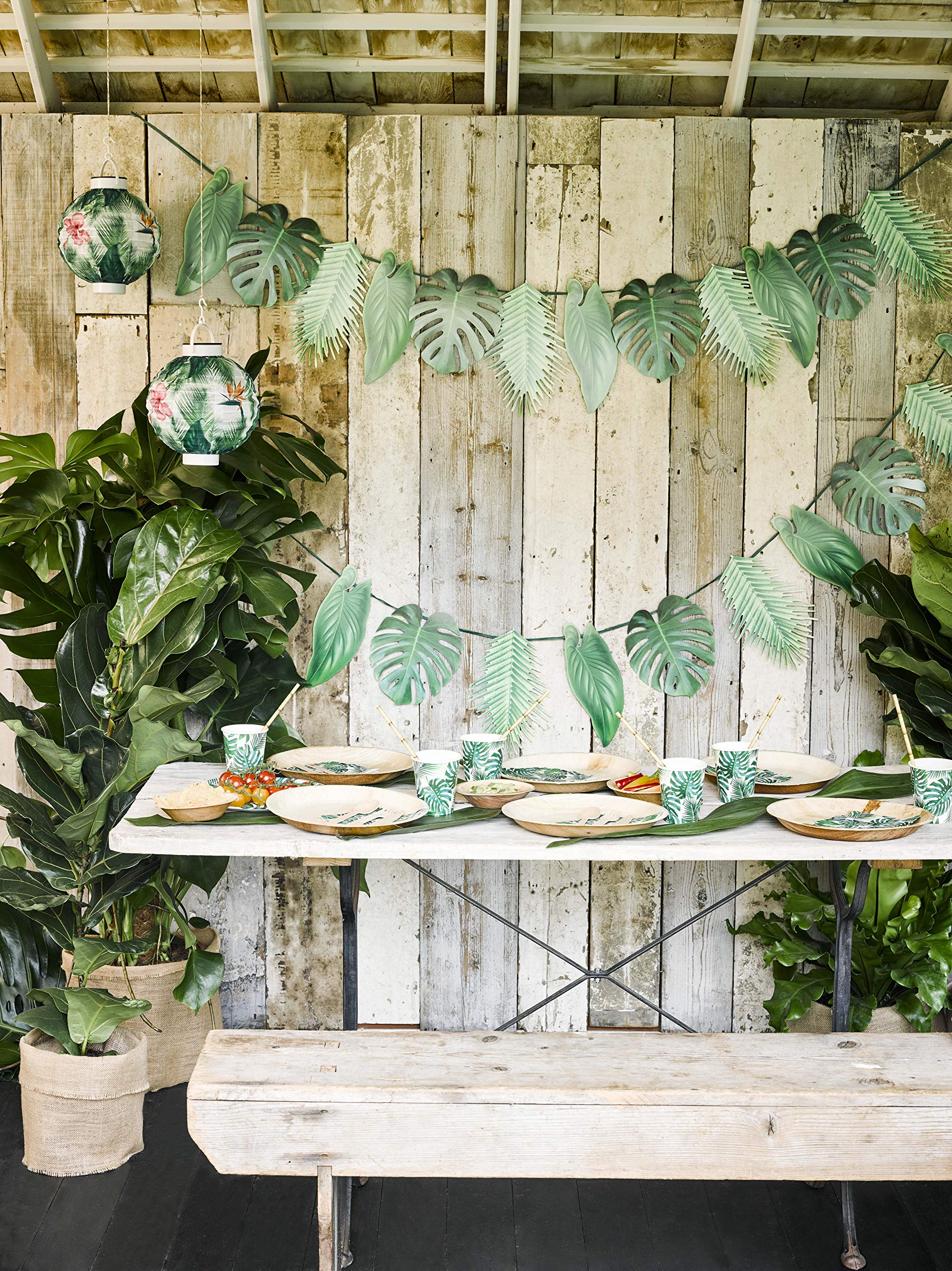 Talking Tables Pack of 50 Tropical Napkins Paper Palm Leaf Serviettes for Kid's Jungle Party  Hawaiian Theme  Luau  Summer  Dinosaur  Decoupage Green