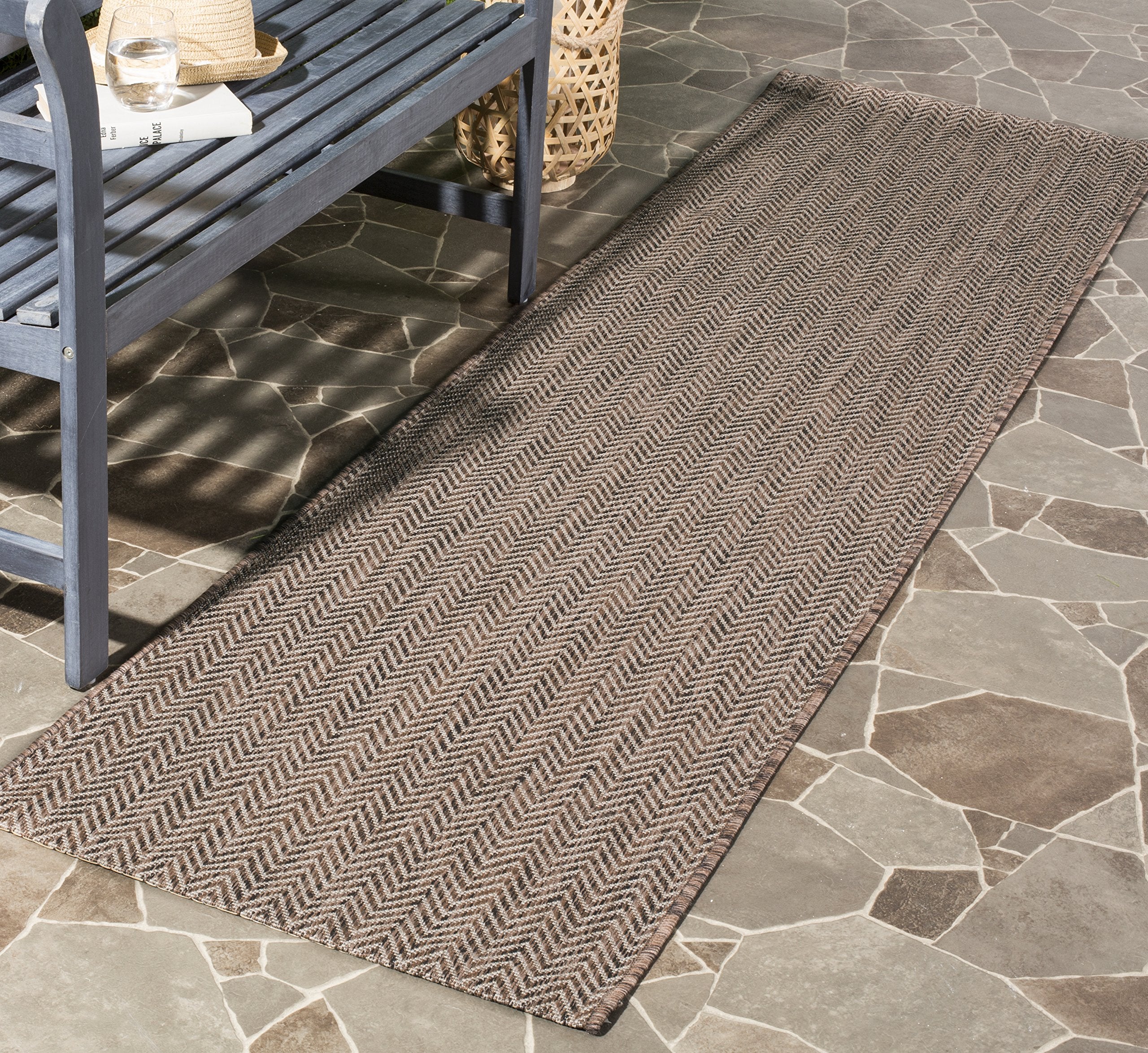 SAFAVIEH Courtyard Collection 23 x 12 Brown / Beige CY8022 Indoor/ Outdoor Patio Backyard Mudroom Runner Rug