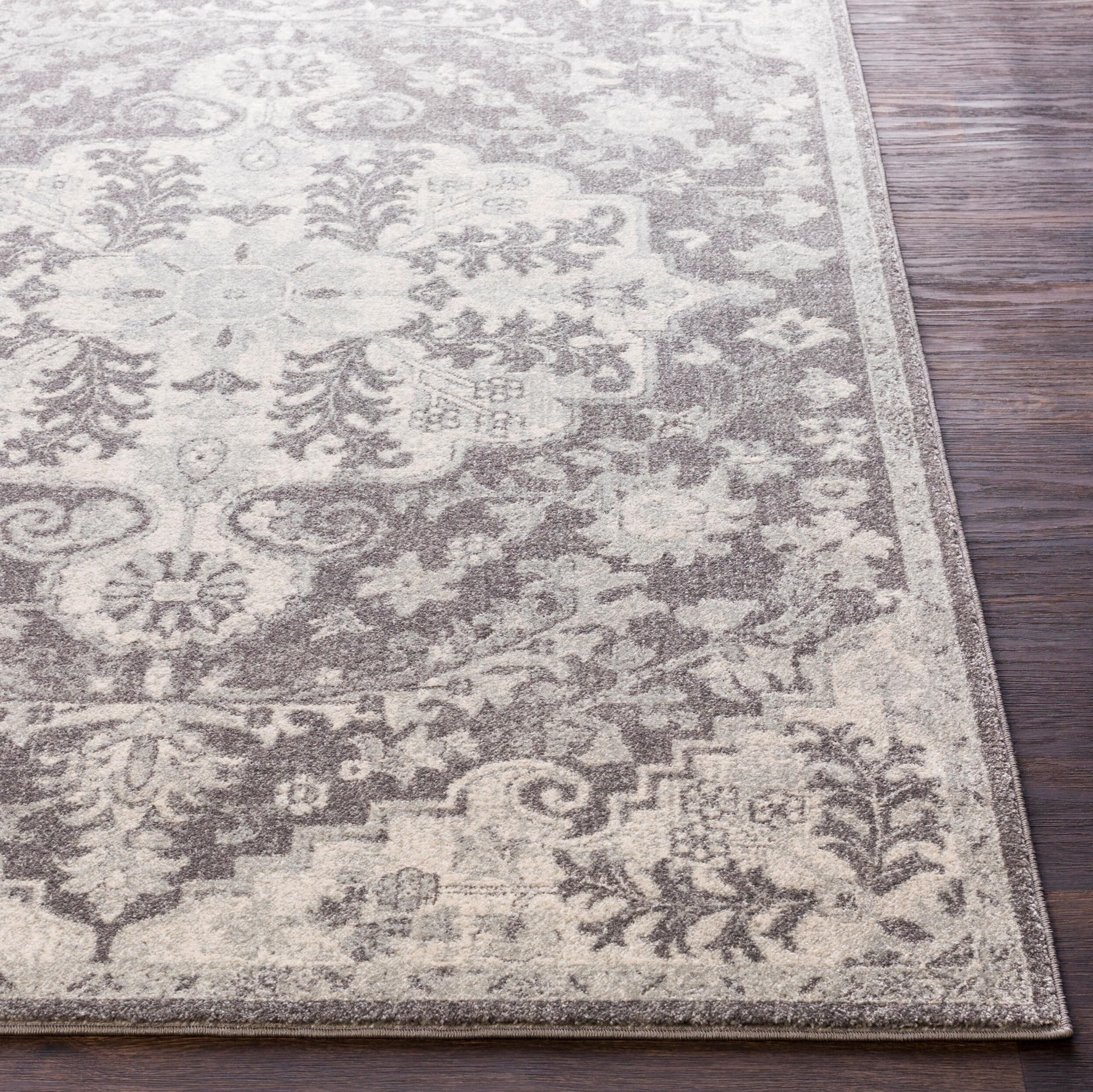 Livabliss Area Rugs - 4x6 Odelia Vintage Boho Black Gray Charcoal Area Rug for Living Room Bedroom - Floral Medallion Stain Resi