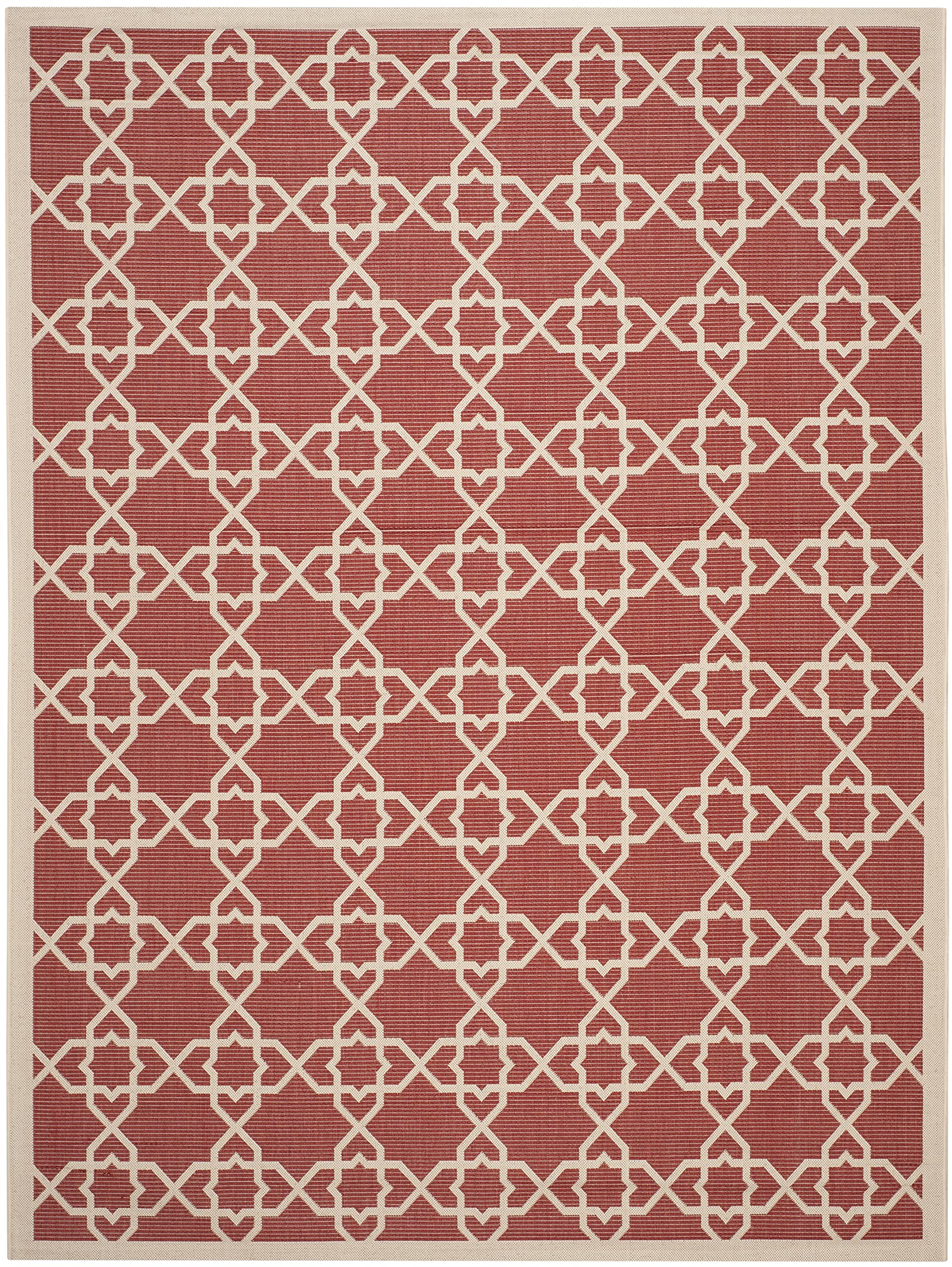 SAFAVIEH Courtyard Collection Area Rug - 9 x 12, Red & Beige, Non-Shedding & Easy Care, Indoor/Outdoor & Washable-Ideal for Pa