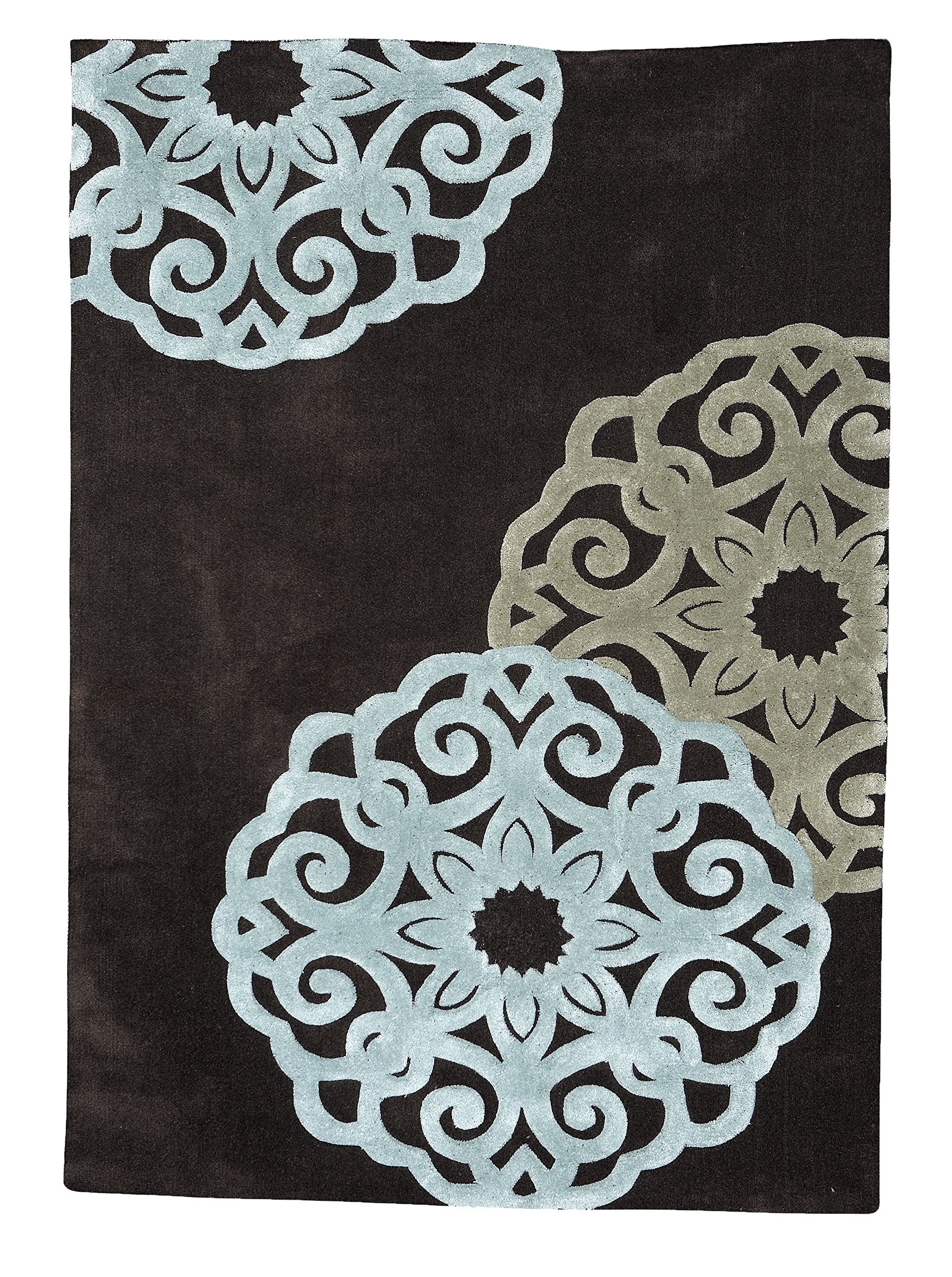 Trio Medallion Chocolate & Ice Blue 5x7, Rug