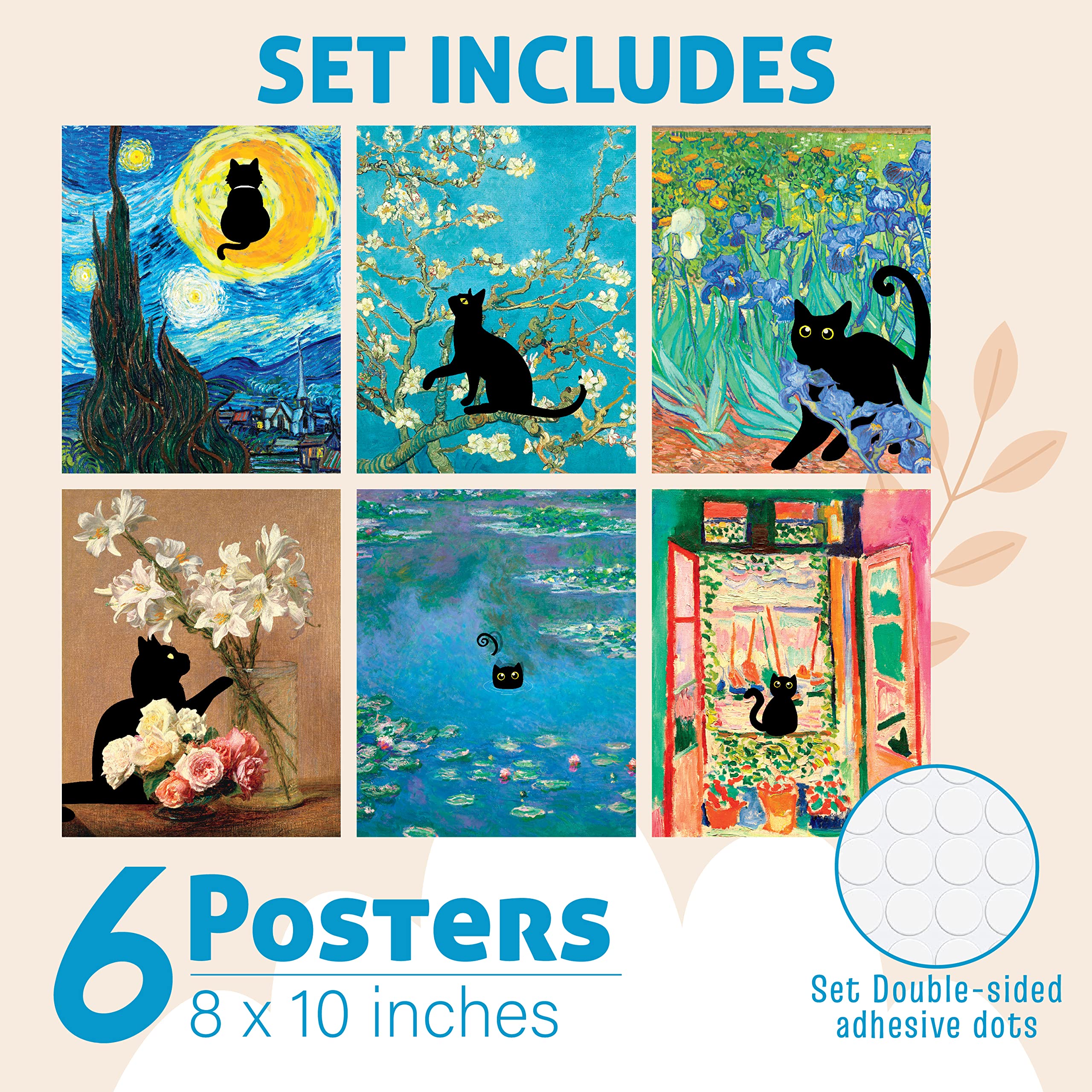 97 Decor Black Cat Decor - Cute Black Cat Poster  Cat Wall Art  Black Cat Decorations  Vintage Cat Wall Decor  Funny Cat Pictures for Bathroom Home  Retro Cats Photo Print Artwork Gift (8x10 UNFRAMED)