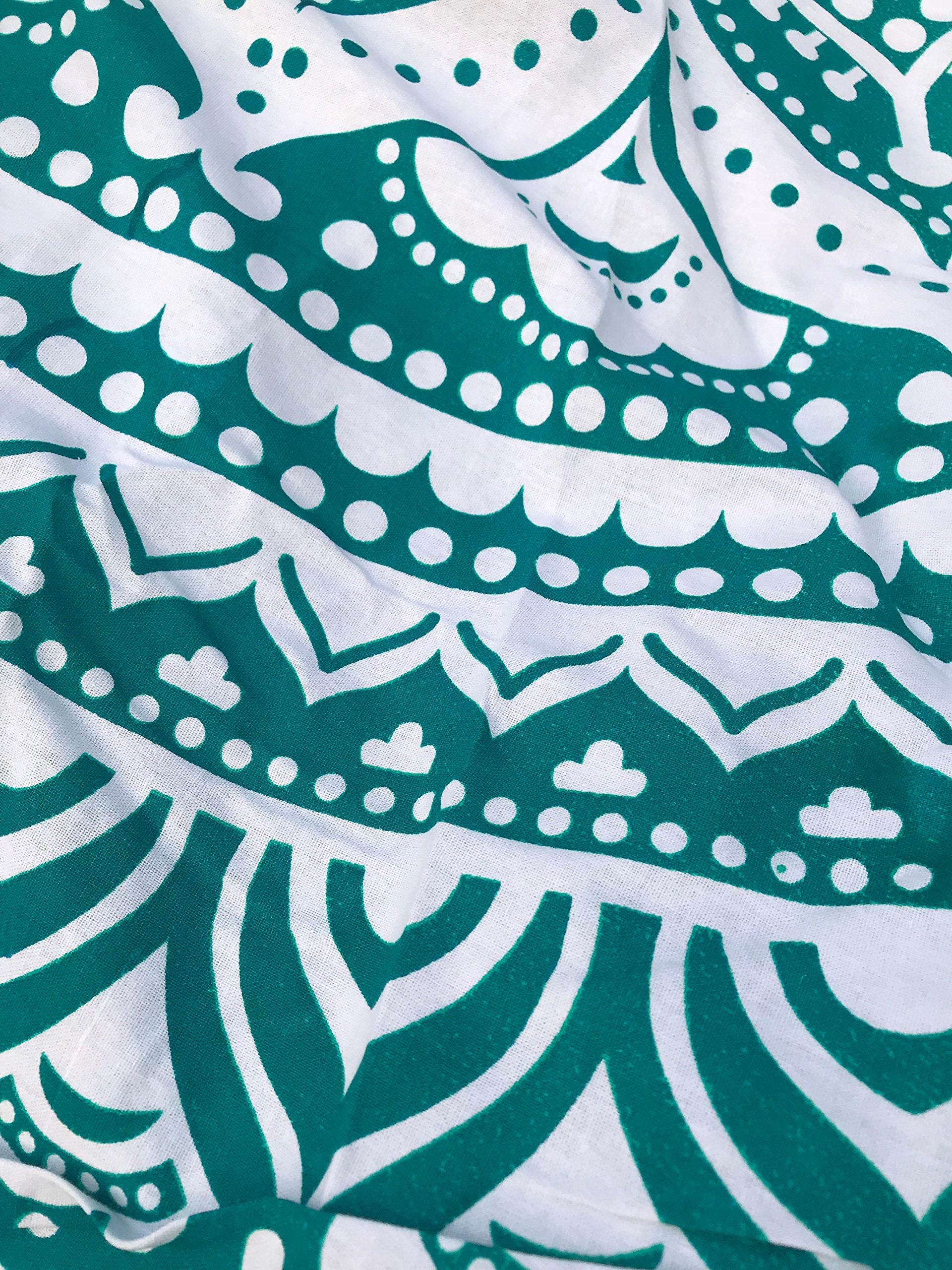 Raajsee Green Ombre Round Beach Tapestry Hippie/Boho Beach Blanket Roundie/Indian Cotton Throw Bohemian Round Table Cloth/Yoga M