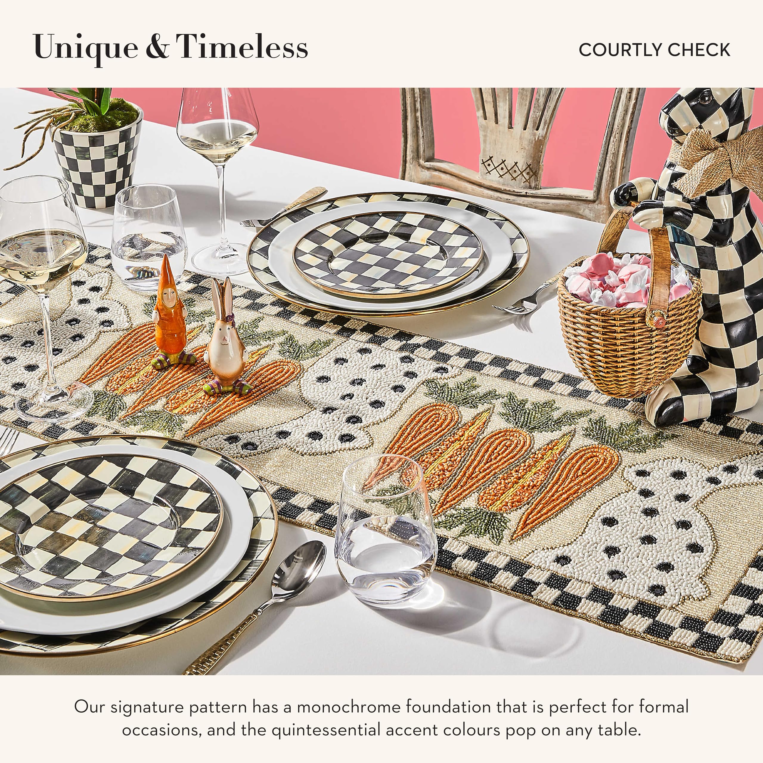 Mackenzie-Childs Courtly Check Enamel Dinner Plate, 10-Inch Round Serving Plate