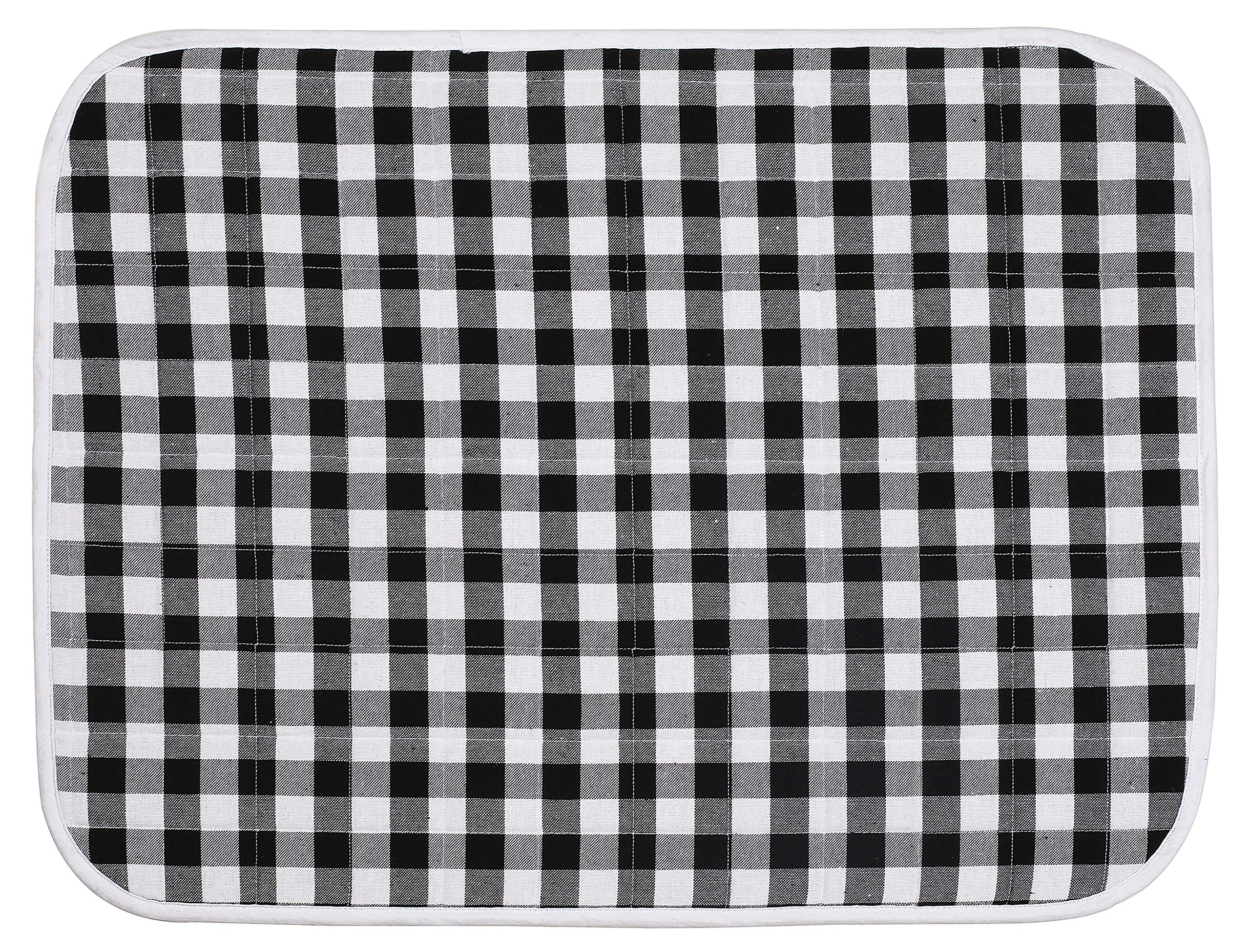 2-Piece Dish Drying Mat Set Extra Large 18''X24'' Buffalo Classic Check Plaid - Black,Dish Drying Mat,Buffalo Check Drying Mat,B
