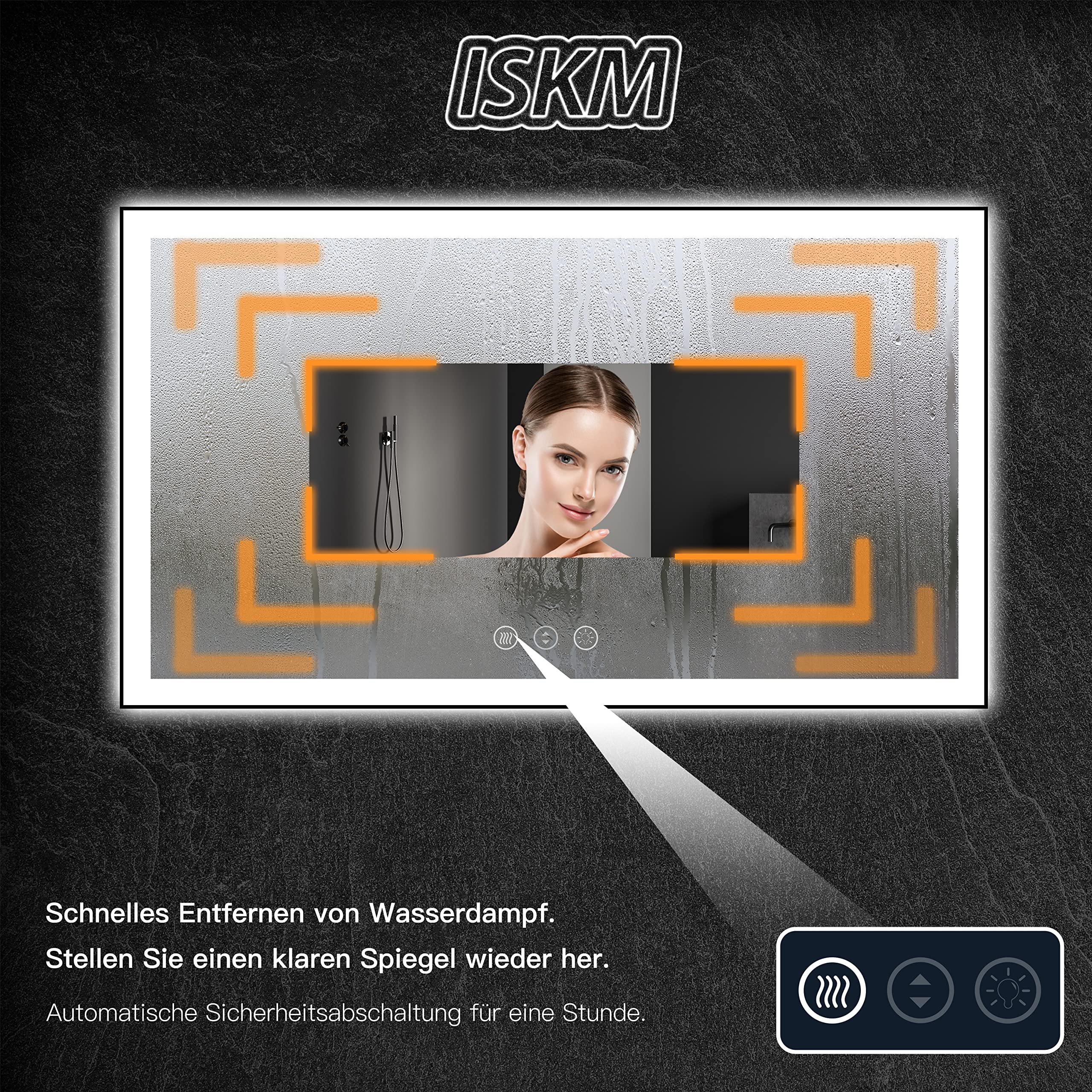 Iskm 20X28 Inch Led Lighted Bathroom Mirror For Wall, Matte Black Framed Vanity Mirrors, Front And Backlit, Dimmable, Anti-Fog,