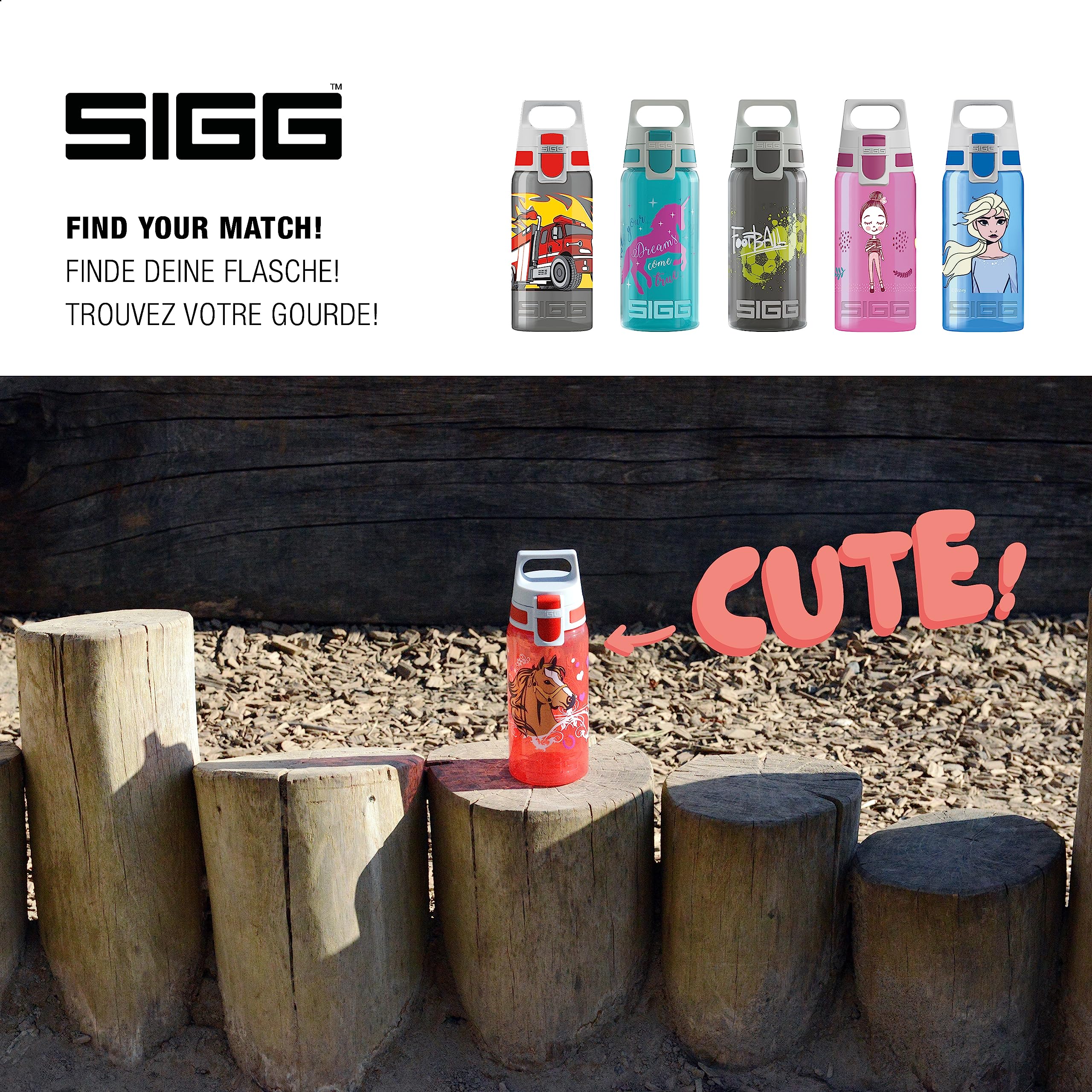 Sigg - Kids Water Bottle - Viva One Horses - Suitable For Carbonated Beverages - Leakproof - Dishwasher Safe - Bpa Free - Sports