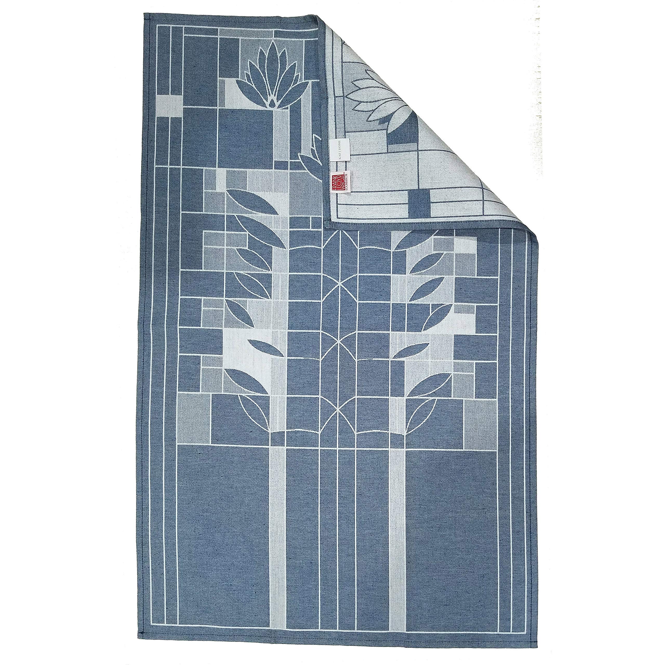 Kaf Home Frank Lloyd Wright Woven Jacquard Tea Towel 20 X 30-Inch 100-Percent Cotton (Waterlilies)
