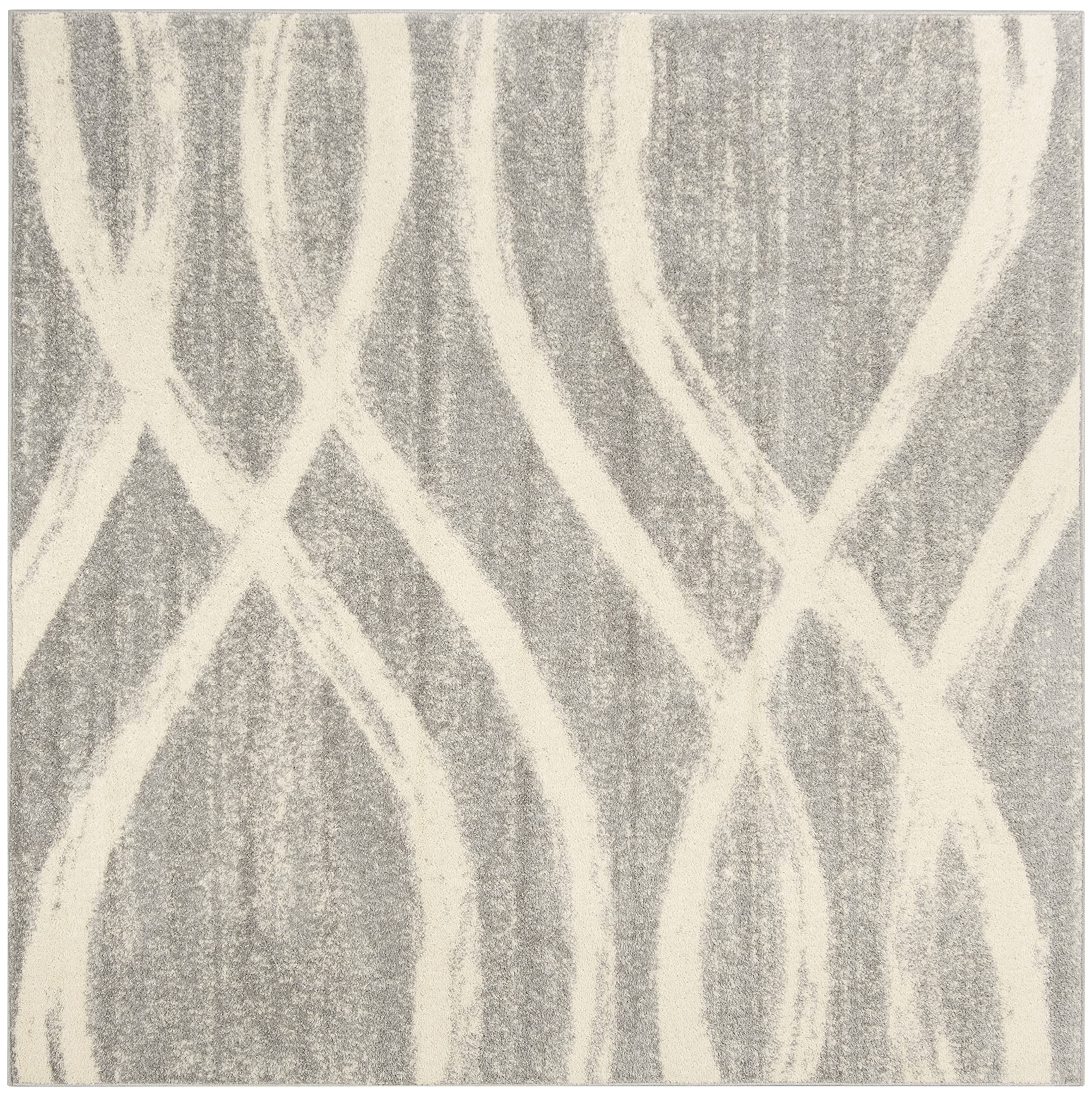 SAFAVIEH Adirondack Collection Accent Rug - 3 Square, Grey & Cream, Modern Wave Distressed Design, Non-Shedding & Easy Care, Id