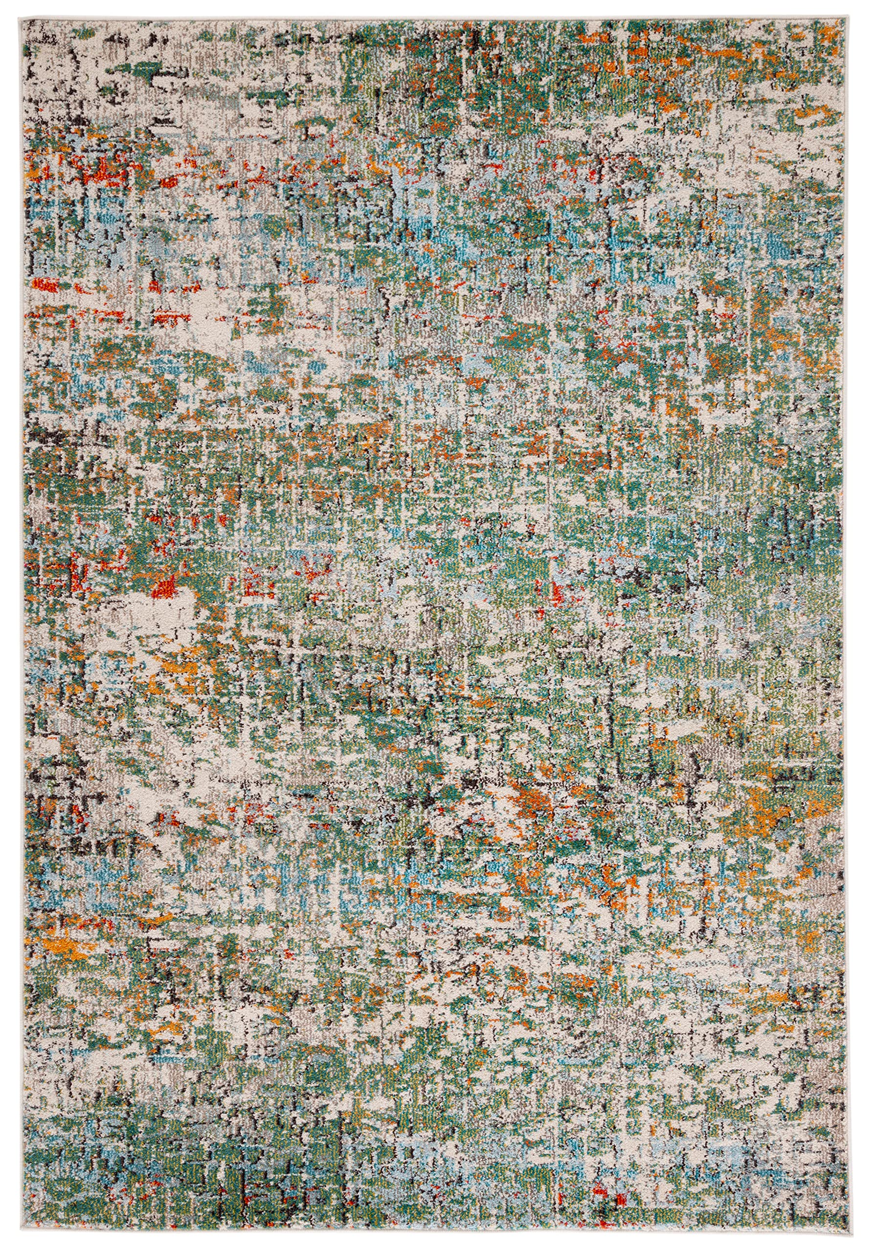 SAFAVIEH Madison Collection Accent Rug - 22 x 4, Green & Turquoise, Modern Abstract Design, Non-Shedding & Easy Care, Ideal fo